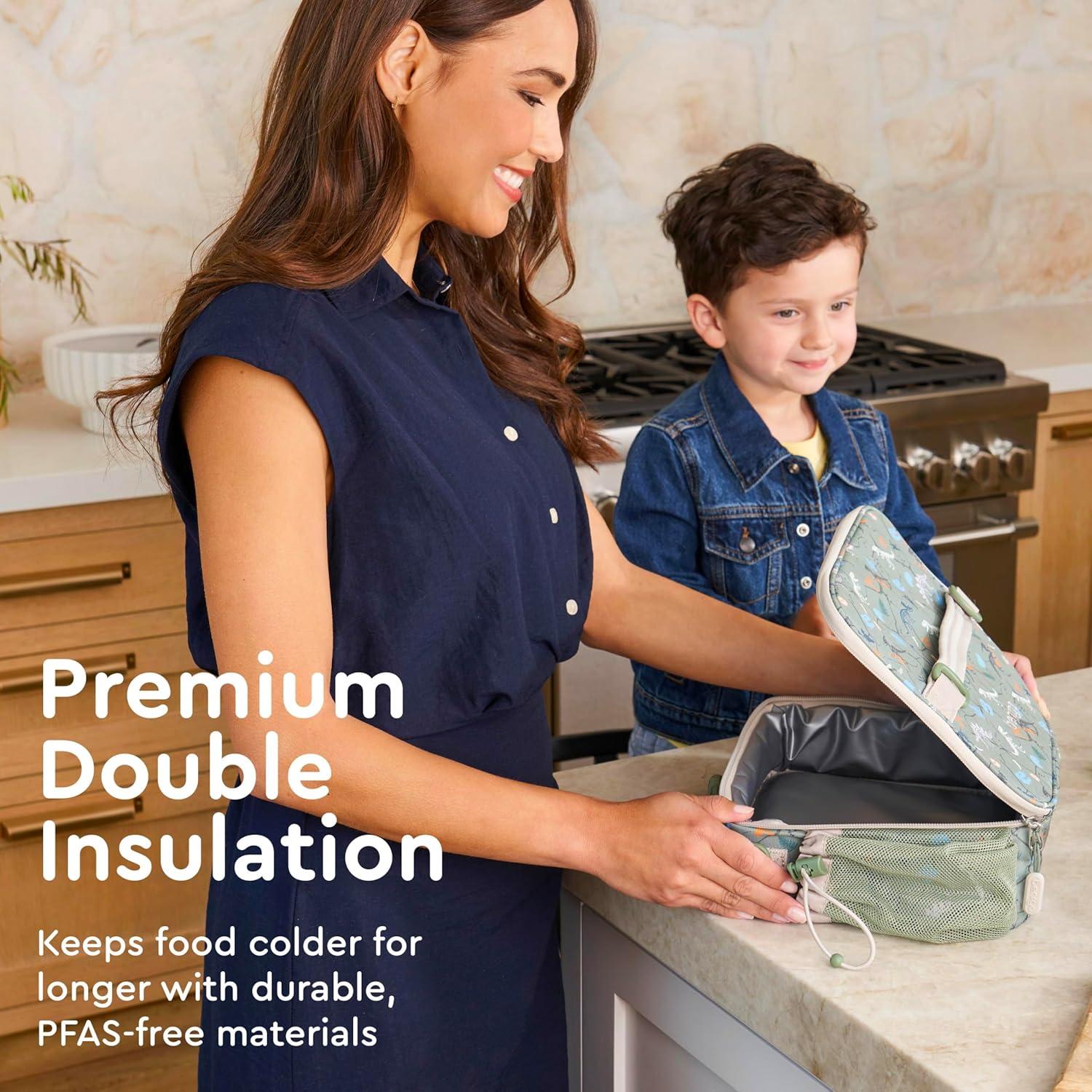 imageBentgo Kids Lunch Bag Whimsy ampamp Wonder Collection  Durable DoubleInsulated Lunch Bag for Kids 3 Holds Lunch BoxWater BottleSnacks WaterResistant Fabric ampamp Zip Pockets Starry SprinkleDino Fossils