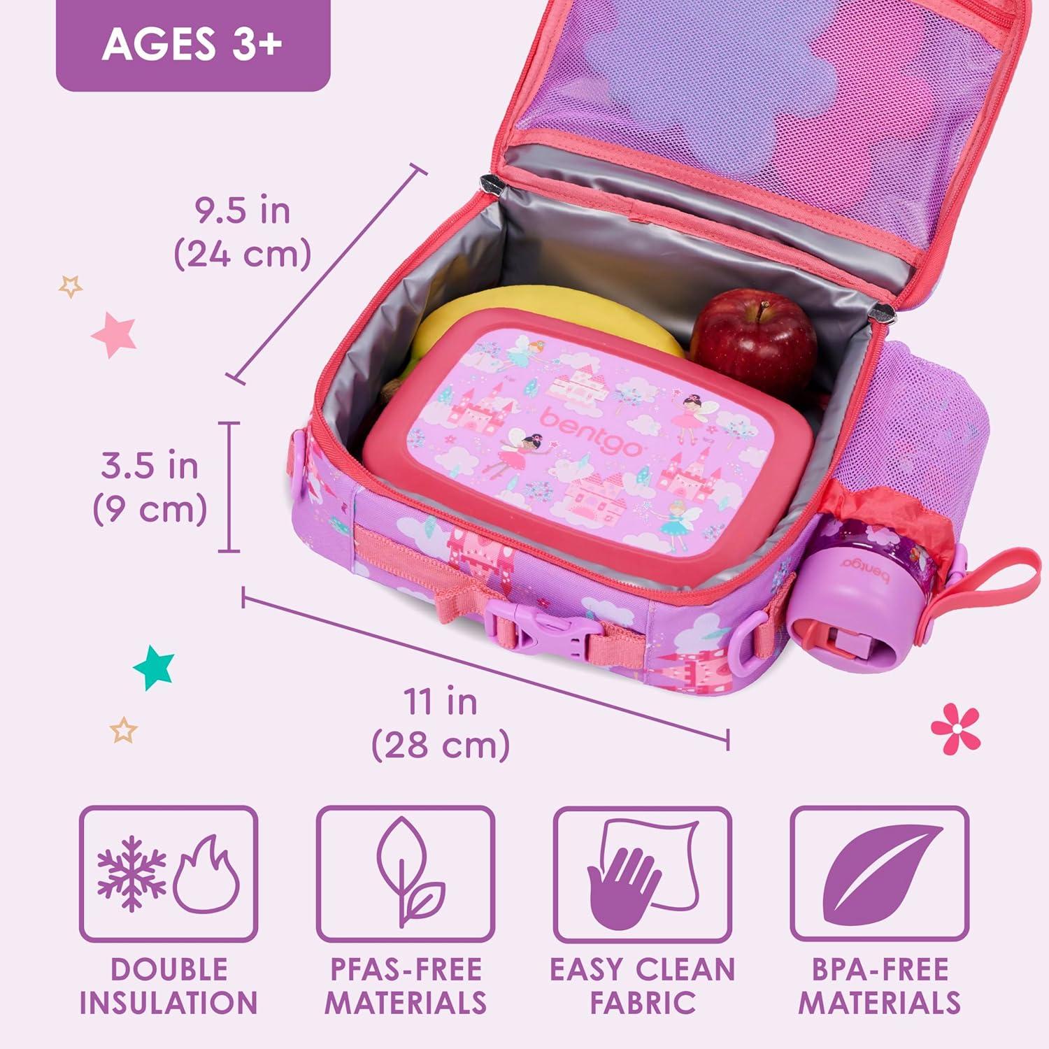imageBentgo Kids Lunch Bag Whimsy ampamp Wonder Collection  Durable DoubleInsulated Lunch Bag for Kids 3 Holds Lunch BoxWater BottleSnacks WaterResistant Fabric ampamp Zip Pockets Starry SprinkleFairies