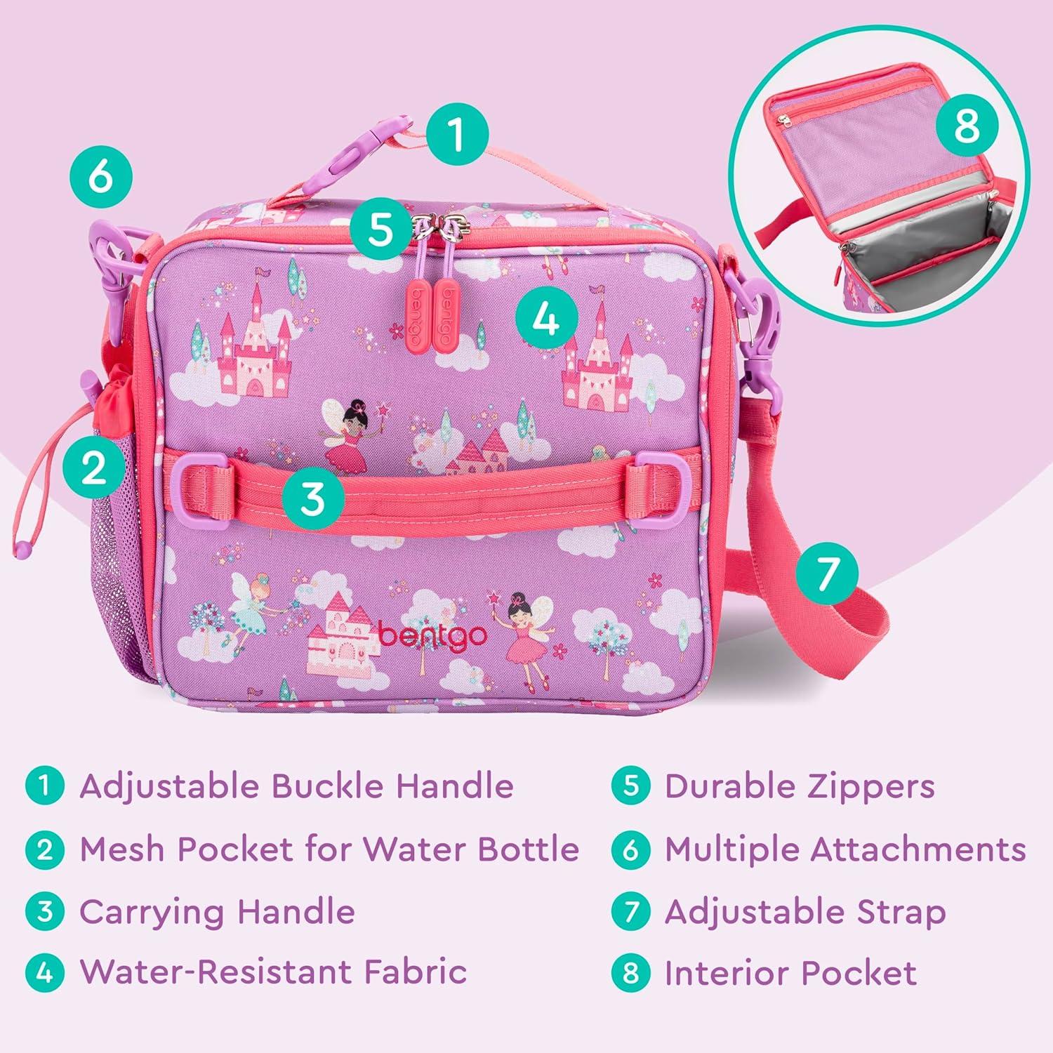 imageBentgo Kids Lunch Bag Whimsy ampamp Wonder Collection  Durable DoubleInsulated Lunch Bag for Kids 3 Holds Lunch BoxWater BottleSnacks WaterResistant Fabric ampamp Zip Pockets Starry SprinkleFairies