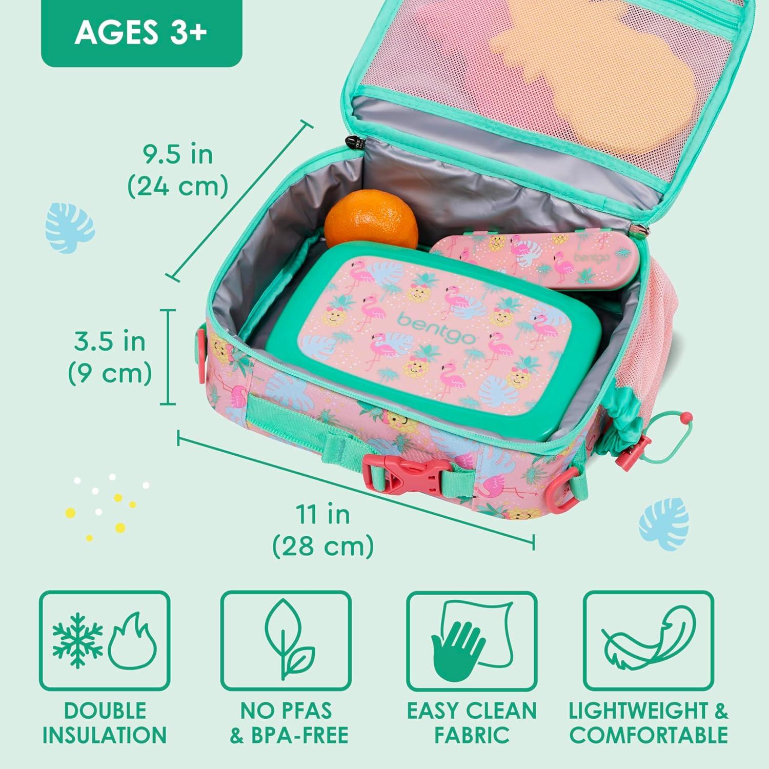 imageBentgo Kids Lunch Bag Whimsy ampamp Wonder Collection  Durable DoubleInsulated Lunch Bag for Kids 3 Holds Lunch BoxWater BottleSnacks WaterResistant Fabric ampamp Zip Pockets Starry SprinkleTropical