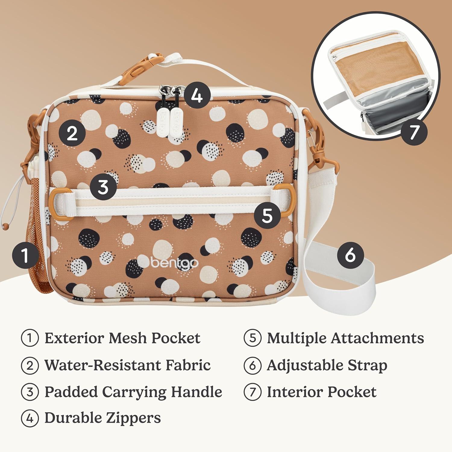 imageBentgo Kids Lunch Bag Whimsy ampamp Wonder Collection  Durable DoubleInsulated Lunch Bag for Kids 3 Holds Lunch BoxWater BottleSnacks WaterResistant Fabric ampamp Zip Pockets Starry SprinkleSpots  Dots