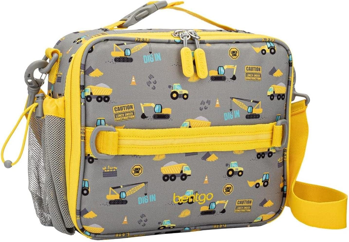 imageBentgo Kids Lunch Bag Whimsy ampamp Wonder Collection  Durable DoubleInsulated Lunch Bag for Kids 3 Holds Lunch BoxWater BottleSnacks WaterResistant Fabric ampamp Zip Pockets Starry SprinkleConstruction Trucks