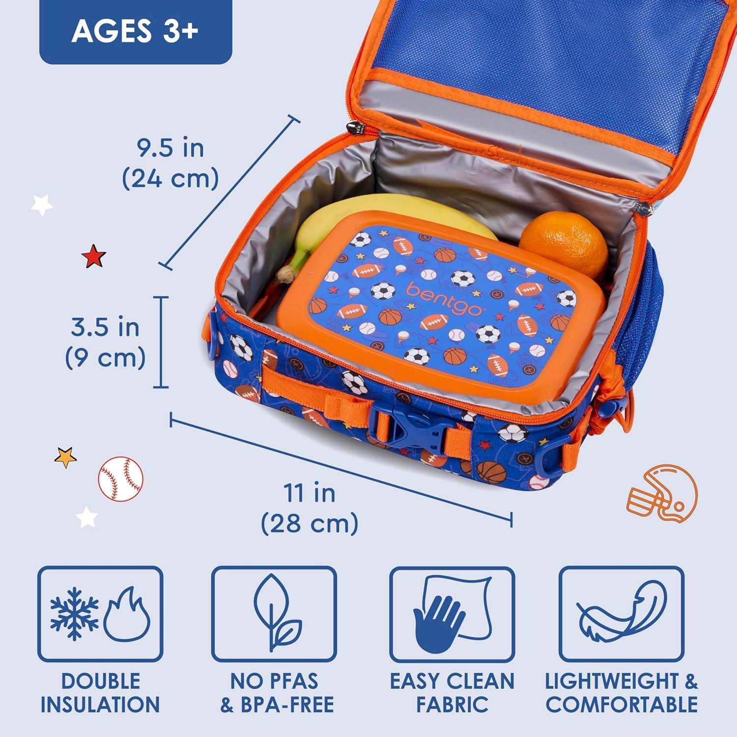 imageBentgo Kids Lunch Bag Whimsy ampamp Wonder Collection  Durable DoubleInsulated Lunch Bag for Kids 3 Holds Lunch BoxWater BottleSnacks WaterResistant Fabric ampamp Zip Pockets Starry SprinkleSports