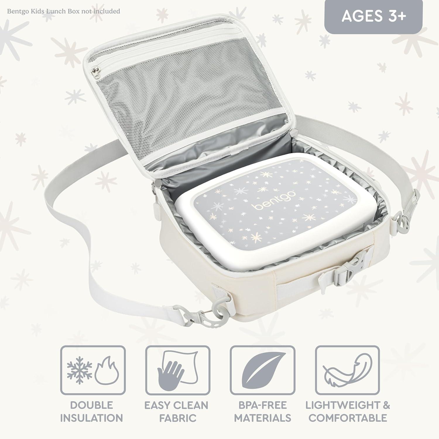 imageBentgo Kids Lunch Bag Whimsy ampamp Wonder Collection  Durable DoubleInsulated Lunch Bag for Kids 3 Holds Lunch BoxWater BottleSnacks WaterResistant Fabric ampamp Zip Pockets Starry SprinkleStarry Sprinkle