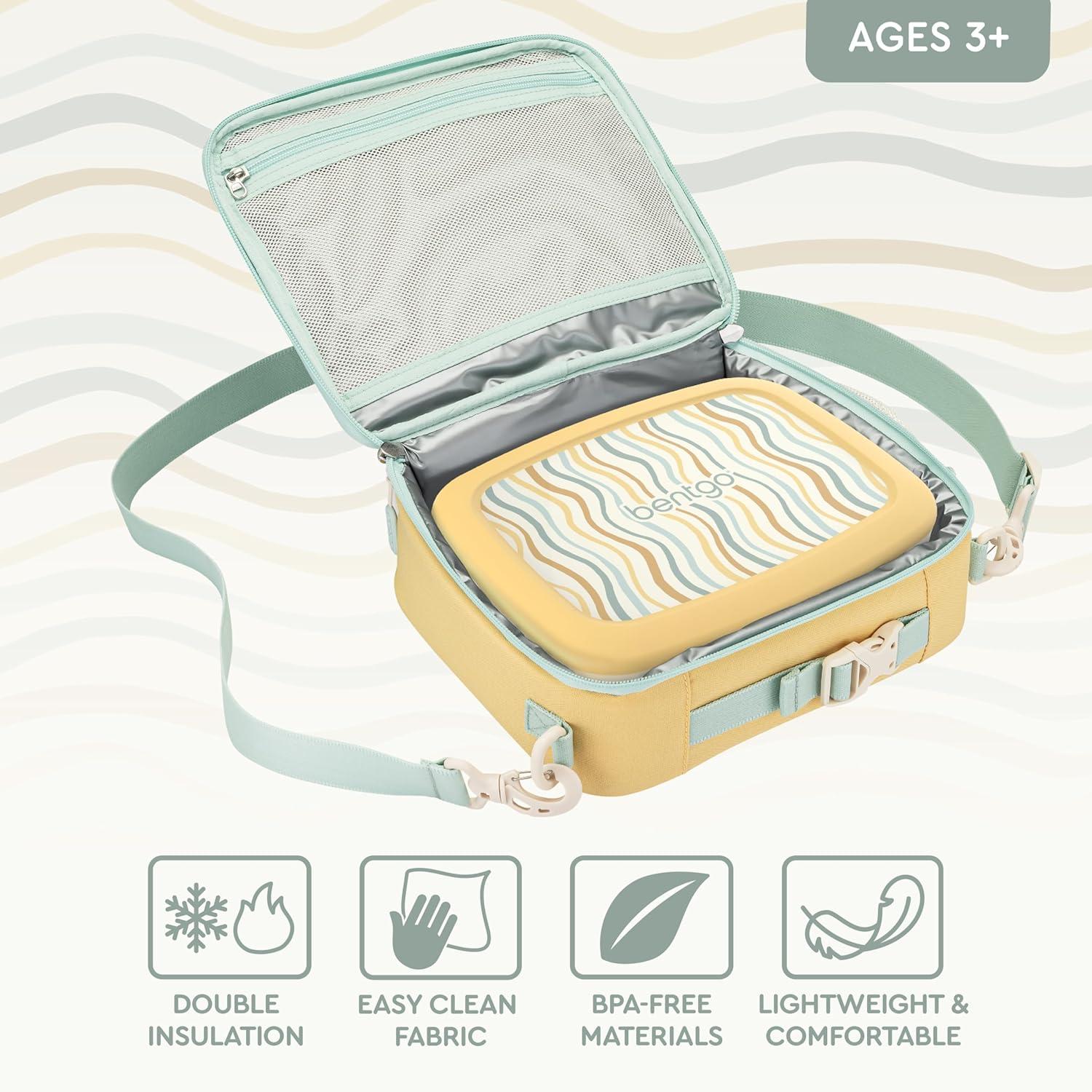 imageBentgo Kids Lunch Bag Whimsy ampamp Wonder Collection  Durable DoubleInsulated Lunch Bag for Kids 3 Holds Lunch BoxWater BottleSnacks WaterResistant Fabric ampamp Zip Pockets Starry SprinkleWavy