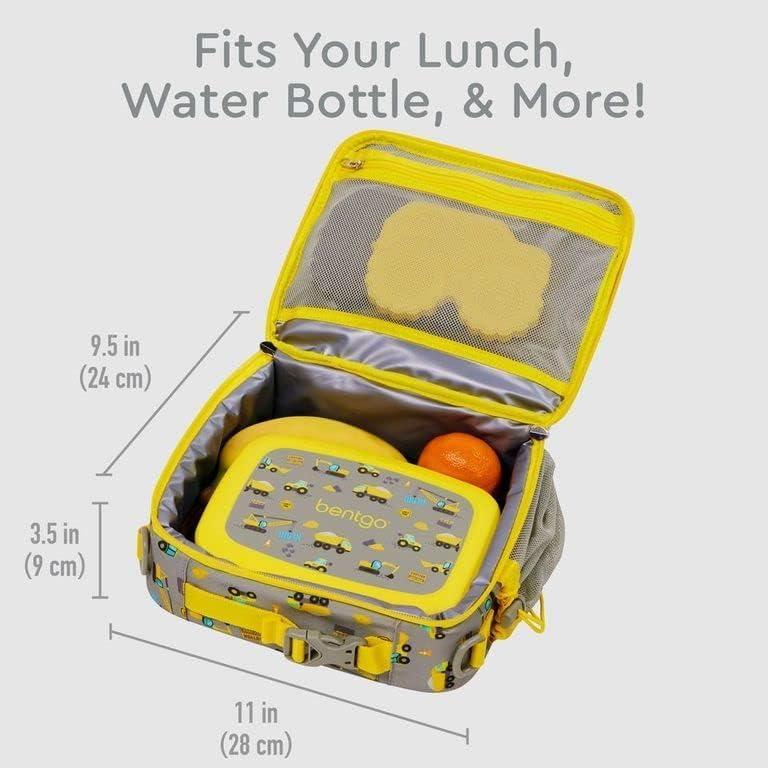imageBentgo Kids Lunch Bag Whimsy ampamp Wonder Collection  Durable DoubleInsulated Lunch Bag for Kids 3 Holds Lunch BoxWater BottleSnacks WaterResistant Fabric ampamp Zip Pockets Starry SprinkleConstruction Trucks