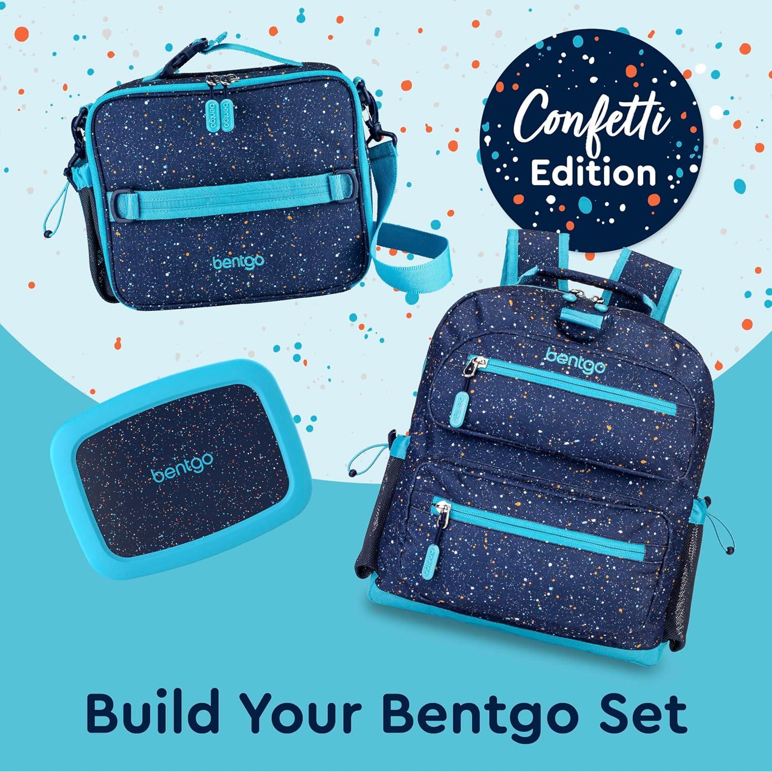 imageBentgo Kids Lunch Bag Whimsy ampamp Wonder Collection  Durable DoubleInsulated Lunch Bag for Kids 3 Holds Lunch BoxWater BottleSnacks WaterResistant Fabric ampamp Zip Pockets Starry SprinkleConfetti Edition  Abyss Blue