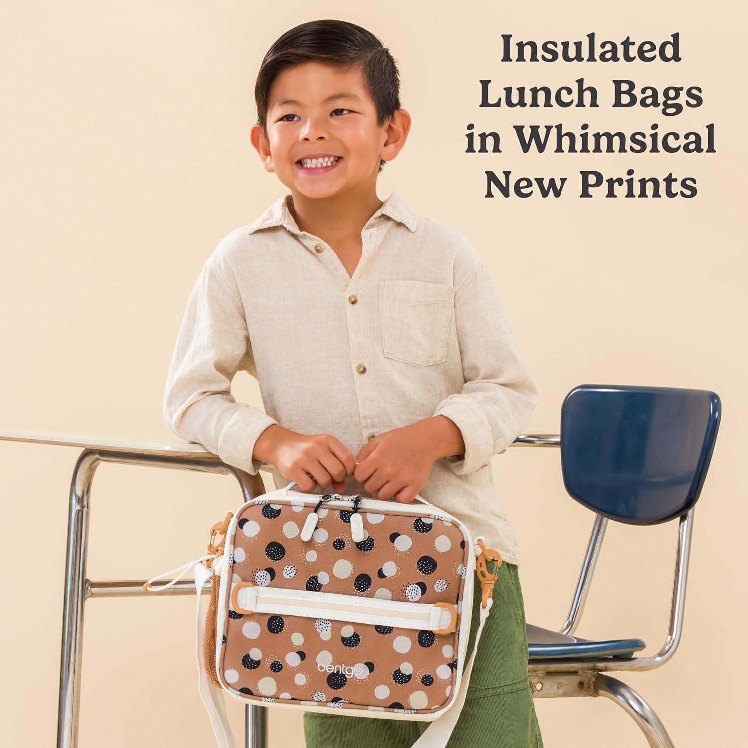 imageBentgo Kids Lunch Bag Whimsy ampamp Wonder Collection  Durable DoubleInsulated Lunch Bag for Kids 3 Holds Lunch BoxWater BottleSnacks WaterResistant Fabric ampamp Zip Pockets Starry SprinkleSpots  Dots