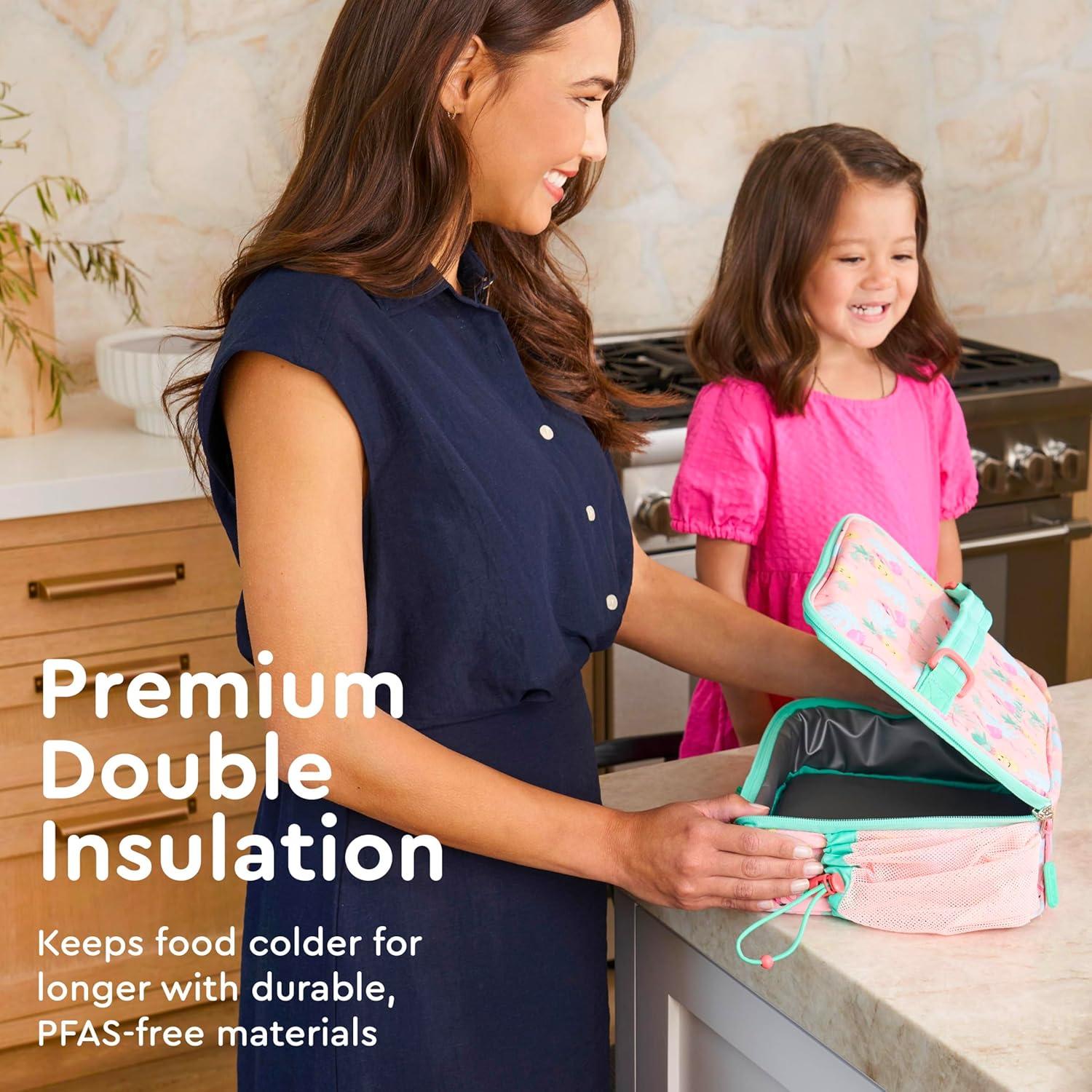 imageBentgo Kids Lunch Bag Whimsy ampamp Wonder Collection  Durable DoubleInsulated Lunch Bag for Kids 3 Holds Lunch BoxWater BottleSnacks WaterResistant Fabric ampamp Zip Pockets Starry SprinkleTropical