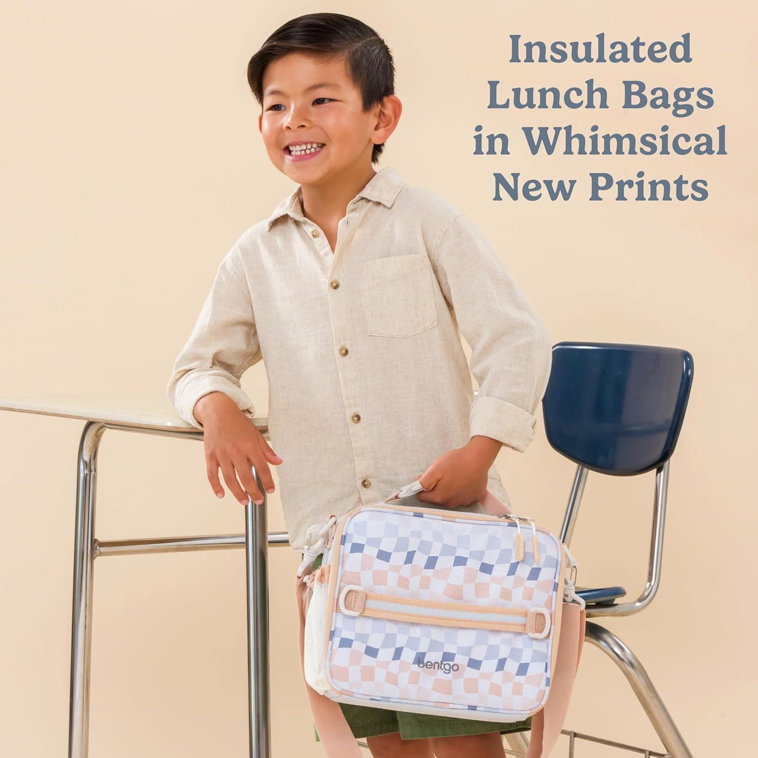 imageBentgo Kids Lunch Bag Whimsy ampamp Wonder Collection  Durable DoubleInsulated Lunch Bag for Kids 3 Holds Lunch BoxWater BottleSnacks WaterResistant Fabric ampamp Zip Pockets Starry SprinkleChecker Gradient