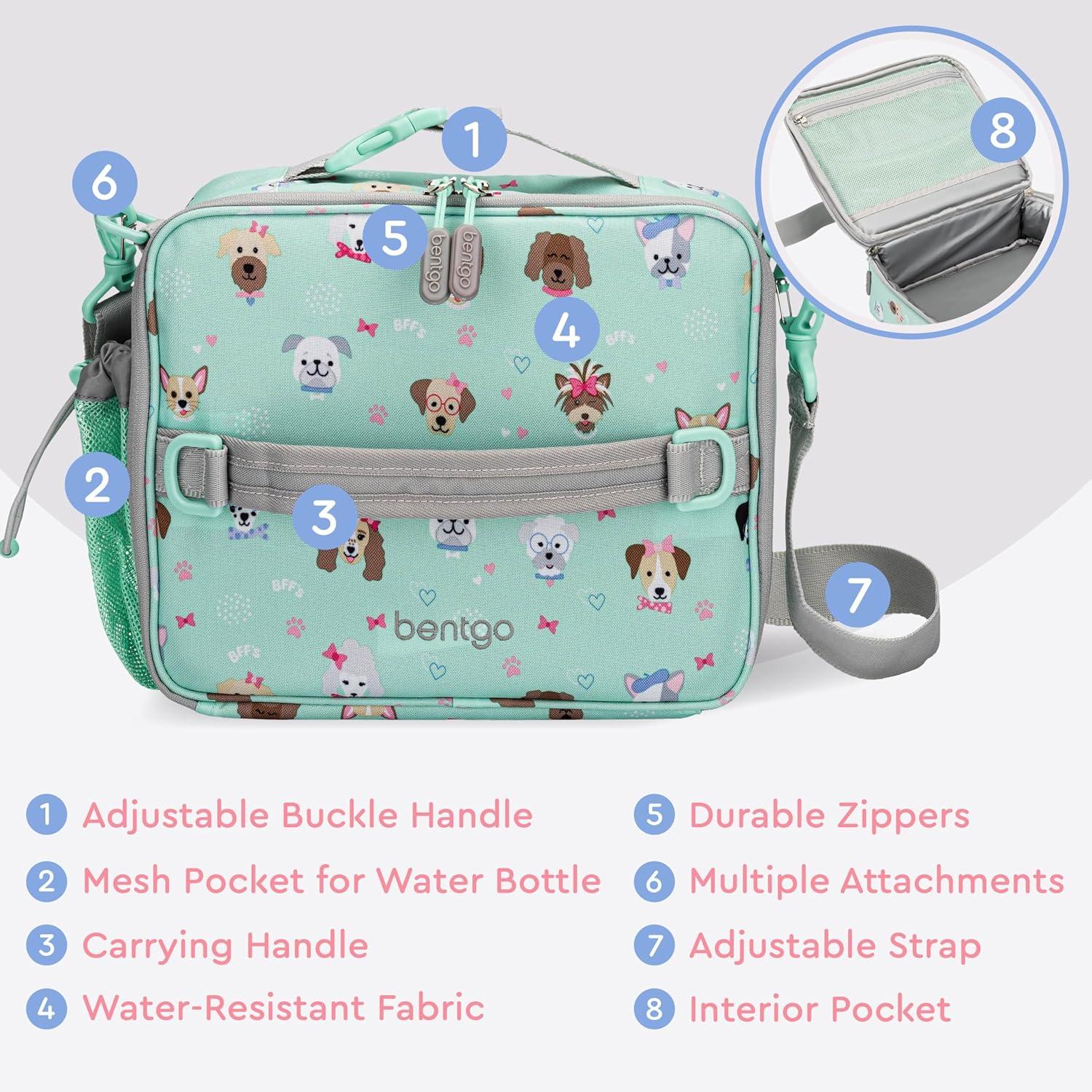 imageBentgo Kids Lunch Bag Whimsy ampamp Wonder Collection  Durable DoubleInsulated Lunch Bag for Kids 3 Holds Lunch BoxWater BottleSnacks WaterResistant Fabric ampamp Zip Pockets Starry SprinklePuppy Love