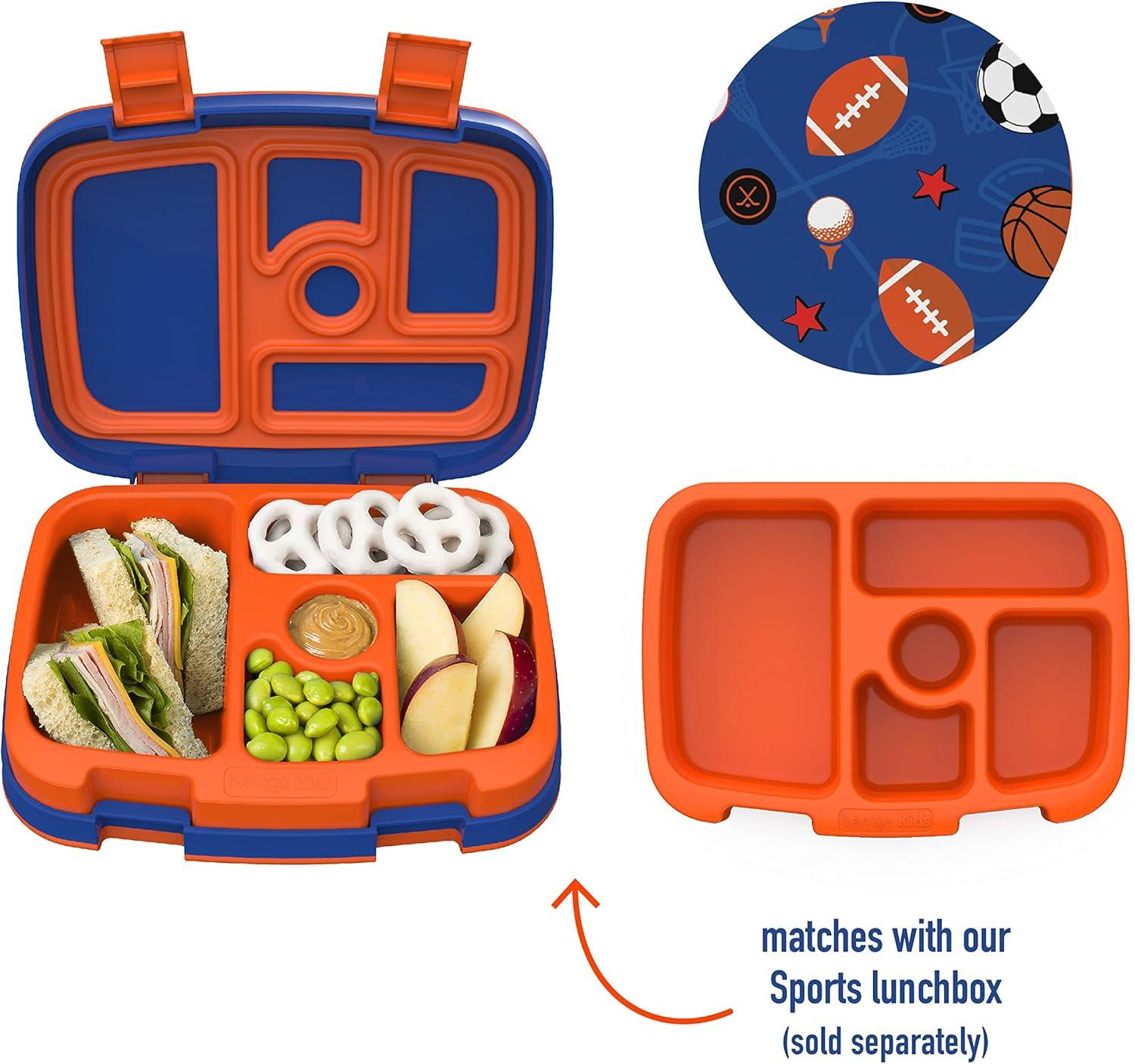 imageBentgo Kids Prints Tray with Transparent Cover  Reusable BPAFree 5Compartment Meal Prep Container with BuiltIn Portion Control for Healthy Meals At Home ampamp On the Go SafariSports