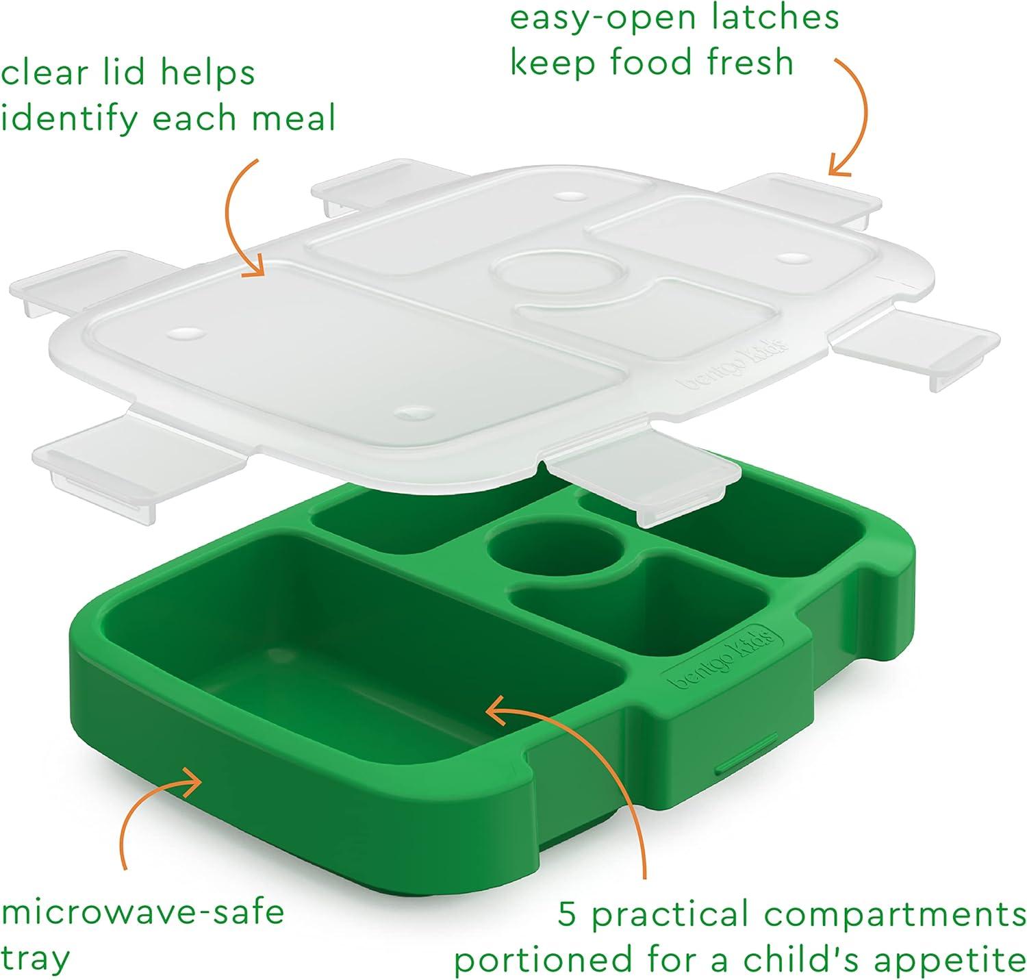 imageBentgo Kids Prints Tray with Transparent Cover  Reusable BPAFree 5Compartment Meal Prep Container with BuiltIn Portion Control for Healthy Meals At Home ampamp On the Go SafariSafari