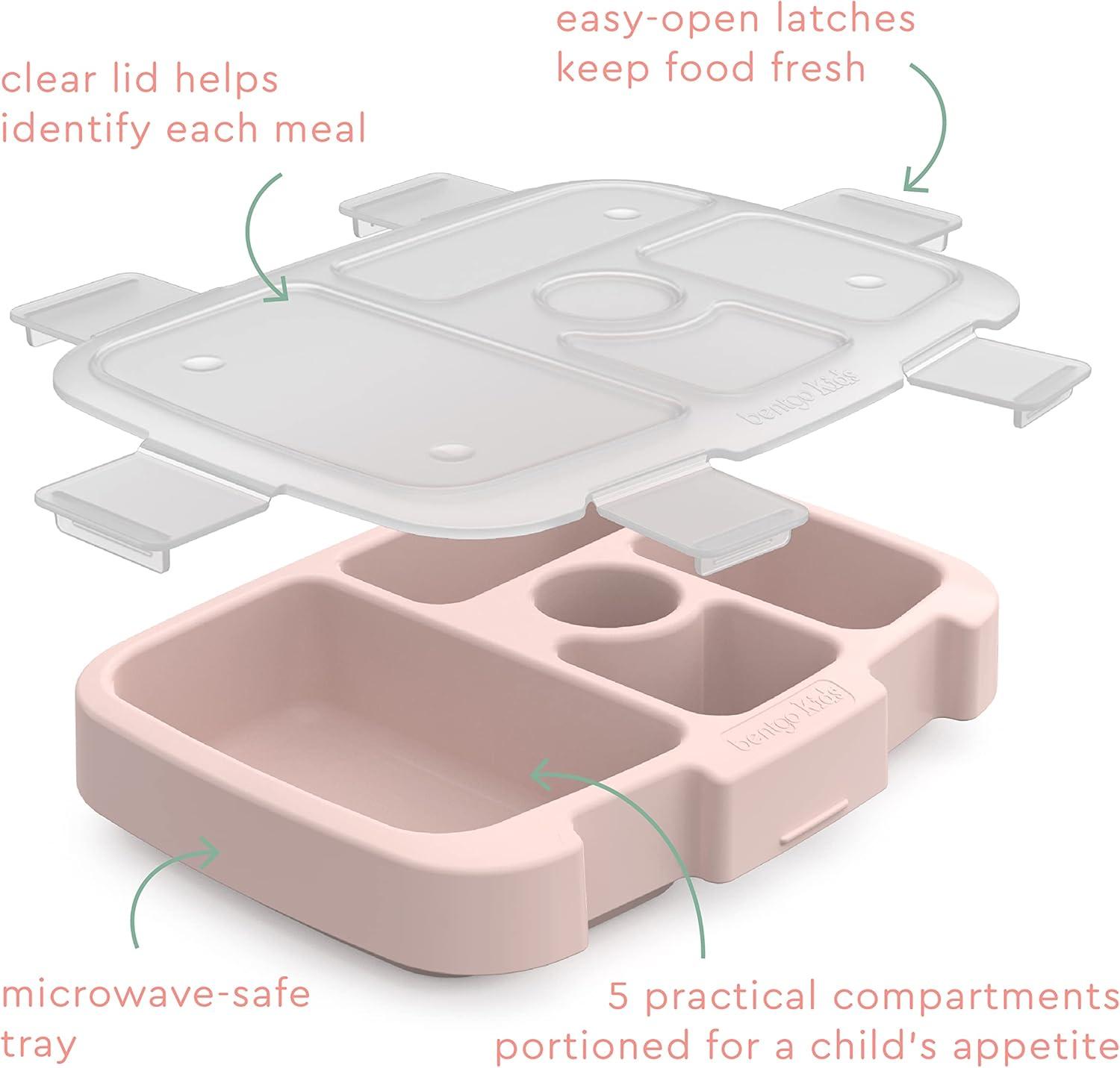 imageBentgo Kids Prints Tray with Transparent Cover  Reusable BPAFree 5Compartment Meal Prep Container with BuiltIn Portion Control for Healthy Meals At Home ampamp On the Go SafariNature Adventure