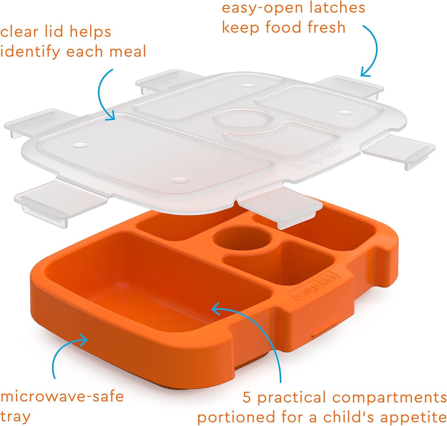 imageBentgo Kids Prints Tray with Transparent Cover  Reusable BPAFree 5Compartment Meal Prep Container with BuiltIn Portion Control for Healthy Meals At Home ampamp On the Go SafariPlanes