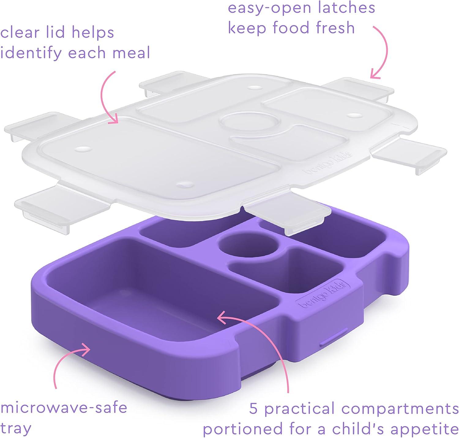 imageBentgo Kids Prints Tray with Transparent Cover  Reusable BPAFree 5Compartment Meal Prep Container with BuiltIn Portion Control for Healthy Meals At Home ampamp On the Go SafariMermaids in the Sea