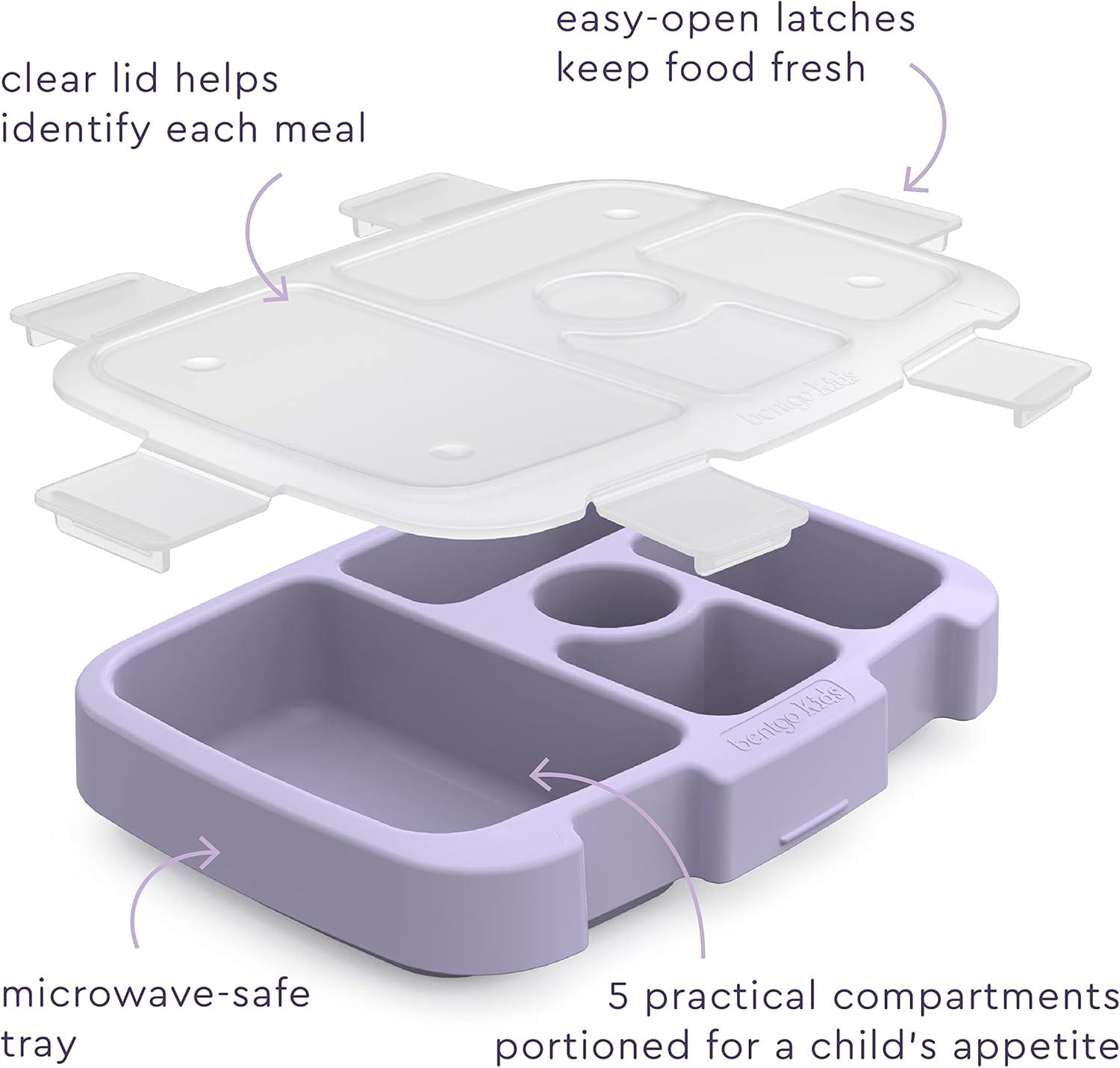 imageBentgo Kids Prints Tray with Transparent Cover  Reusable BPAFree 5Compartment Meal Prep Container with BuiltIn Portion Control for Healthy Meals At Home ampamp On the Go SafariUnicorn
