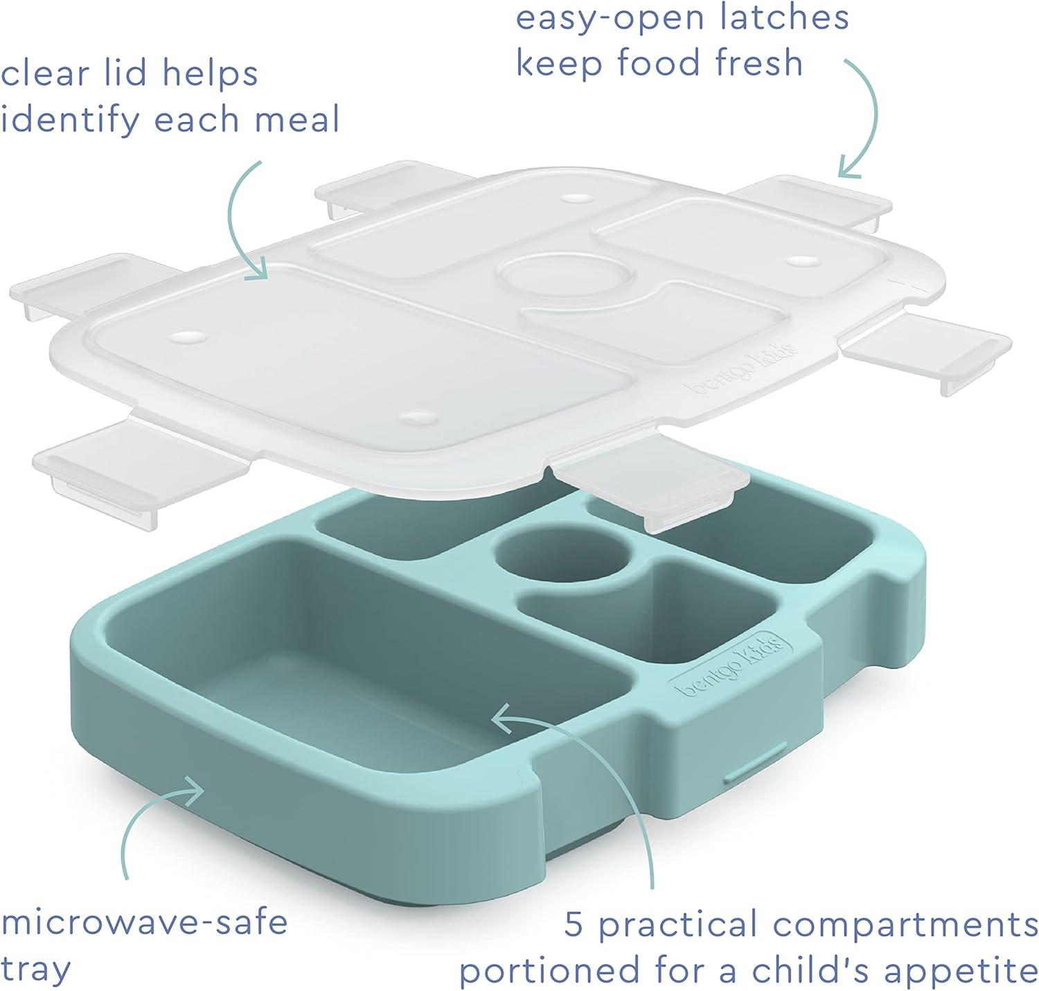 imageBentgo Kids Prints Tray with Transparent Cover  Reusable BPAFree 5Compartment Meal Prep Container with BuiltIn Portion Control for Healthy Meals At Home ampamp On the Go SafariSea Life