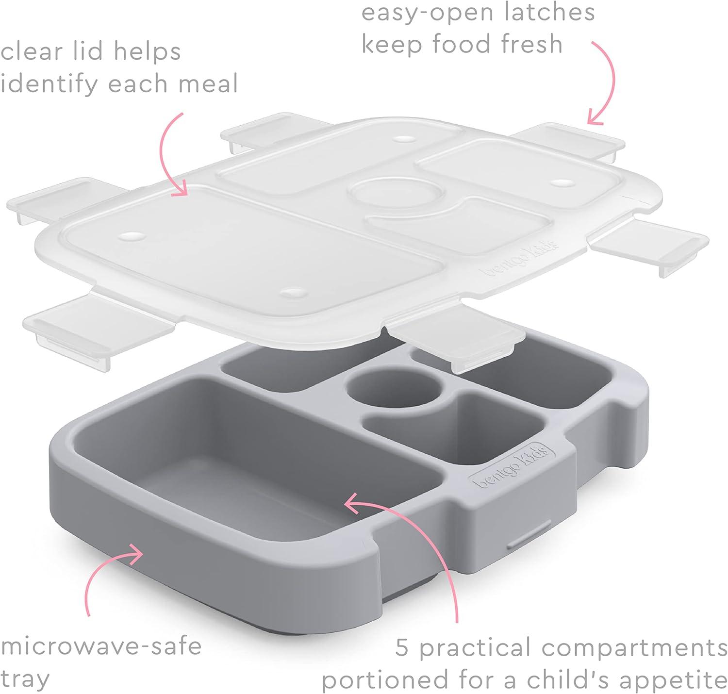imageBentgo Kids Prints Tray with Transparent Cover  Reusable BPAFree 5Compartment Meal Prep Container with BuiltIn Portion Control for Healthy Meals At Home ampamp On the Go SafariPuppy Love