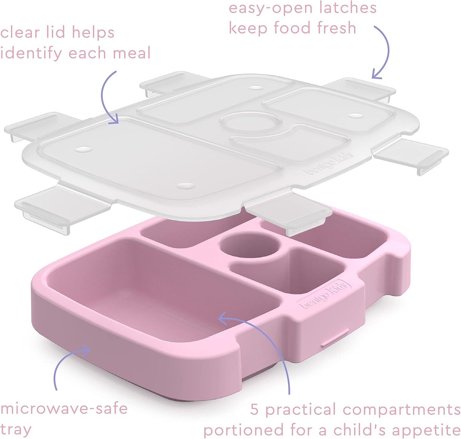 imageBentgo Kids Prints Tray with Transparent Cover  Reusable BPAFree 5Compartment Meal Prep Container with BuiltIn Portion Control for Healthy Meals At Home ampamp On the Go SafariLavender Galaxy