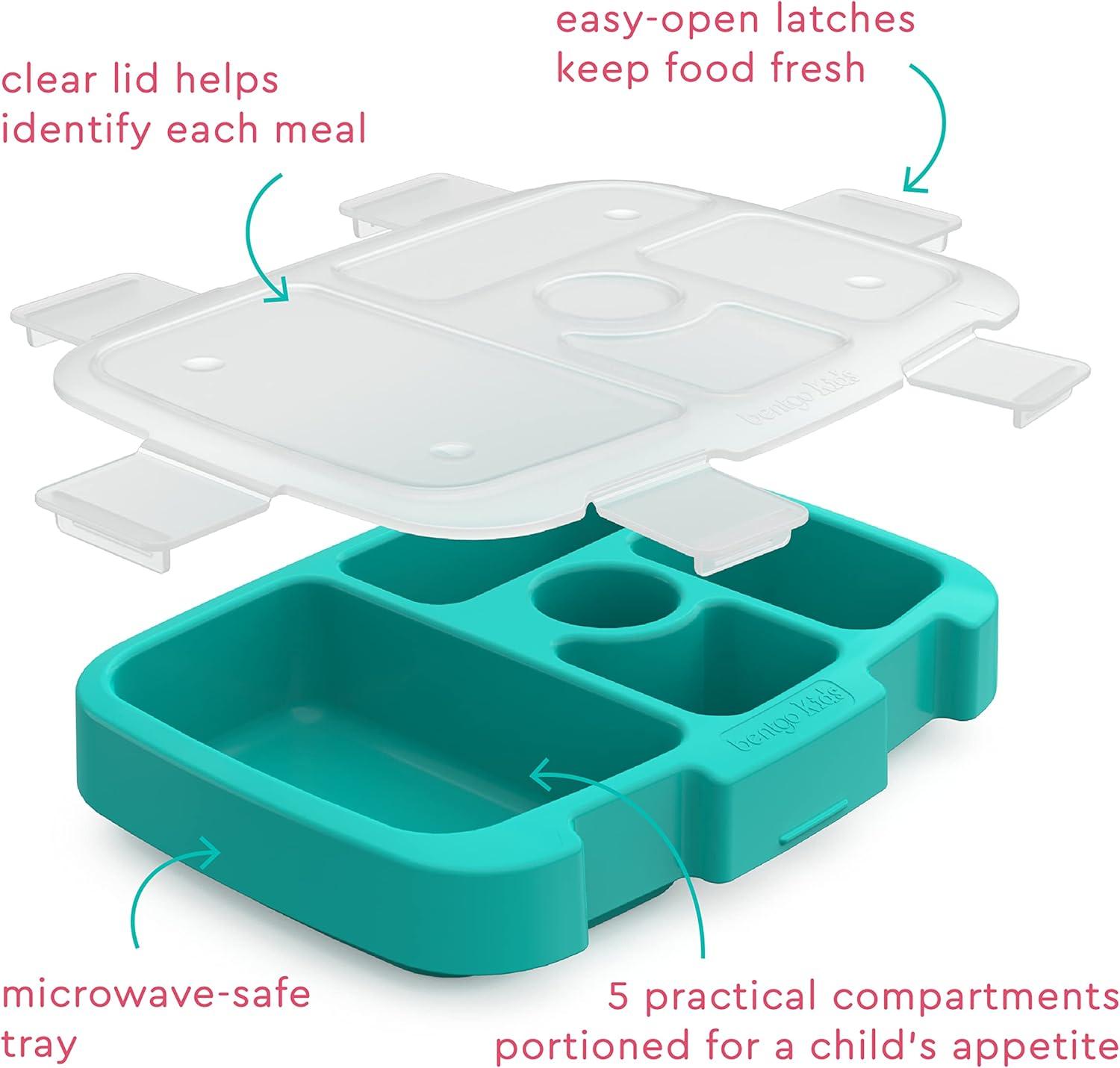 imageBentgo Kids Prints Tray with Transparent Cover  Reusable BPAFree 5Compartment Meal Prep Container with BuiltIn Portion Control for Healthy Meals At Home ampamp On the Go SafariLlamas