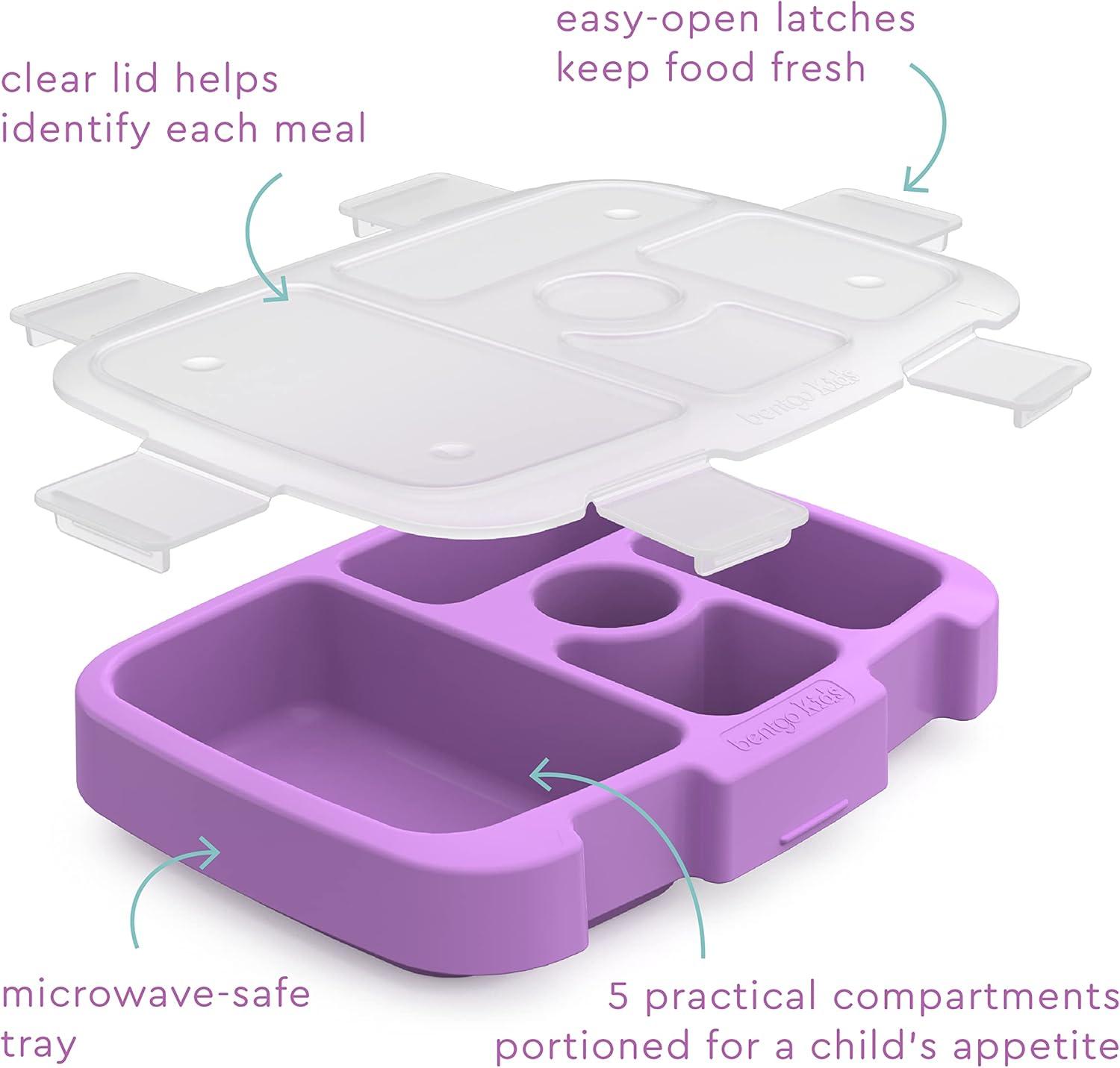 imageBentgo Kids Prints Tray with Transparent Cover  Reusable BPAFree 5Compartment Meal Prep Container with BuiltIn Portion Control for Healthy Meals At Home ampamp On the Go SafariMermaid Scales