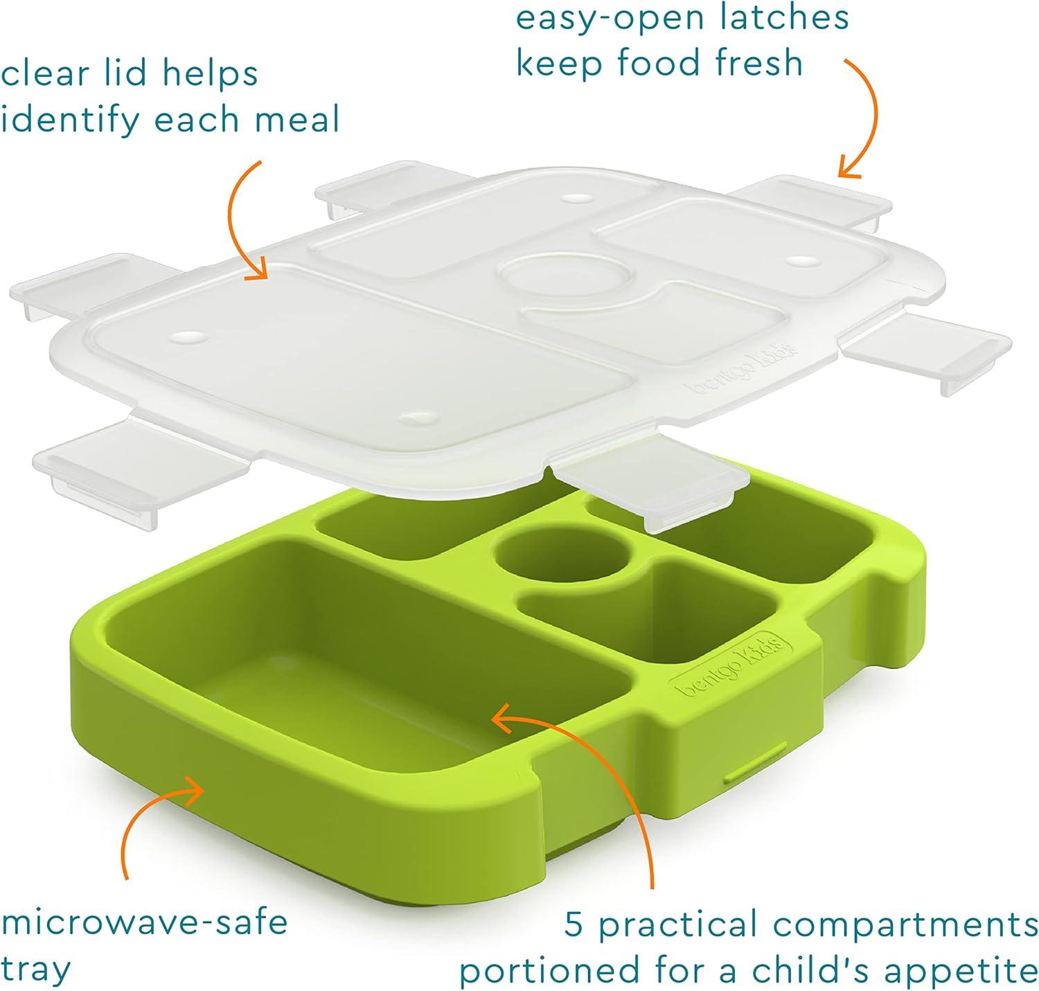 imageBentgo Kids Prints Tray with Transparent Cover  Reusable BPAFree 5Compartment Meal Prep Container with BuiltIn Portion Control for Healthy Meals At Home ampamp On the Go SafariSubmarines