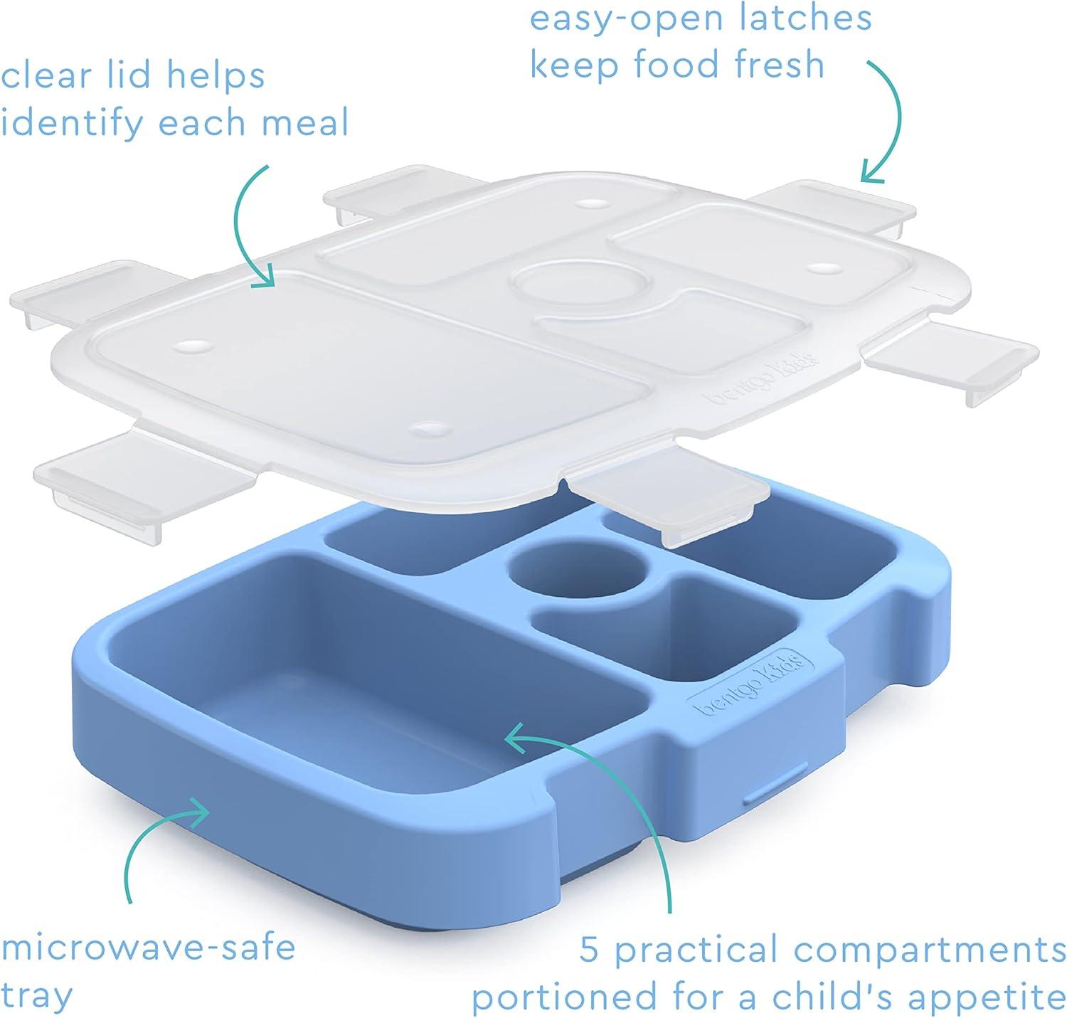 imageBentgo Kids Prints Tray with Transparent Cover  Reusable BPAFree 5Compartment Meal Prep Container with BuiltIn Portion Control for Healthy Meals At Home ampamp On the Go SafariRainbow