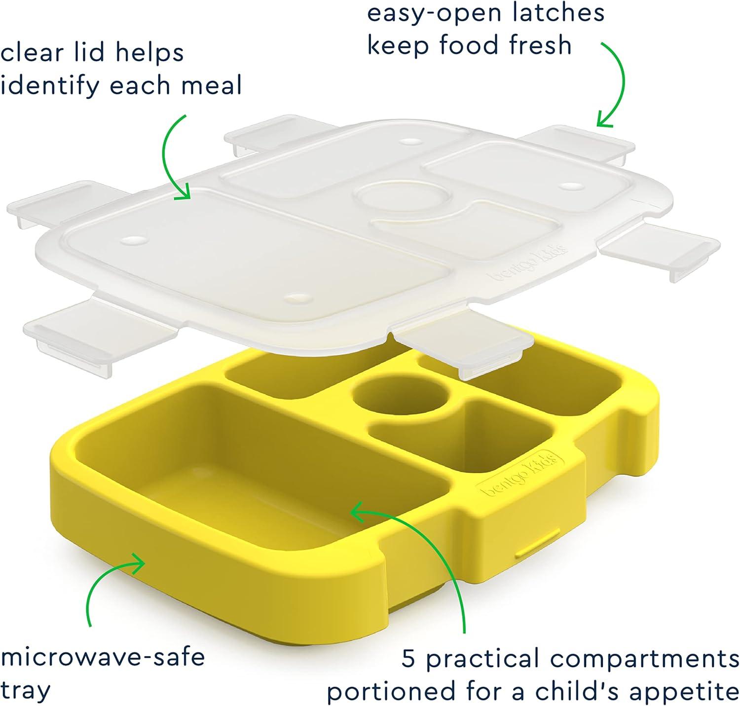 imageBentgo Kids Prints Tray with Transparent Cover  Reusable BPAFree 5Compartment Meal Prep Container with BuiltIn Portion Control for Healthy Meals At Home ampamp On the Go SafariSpace