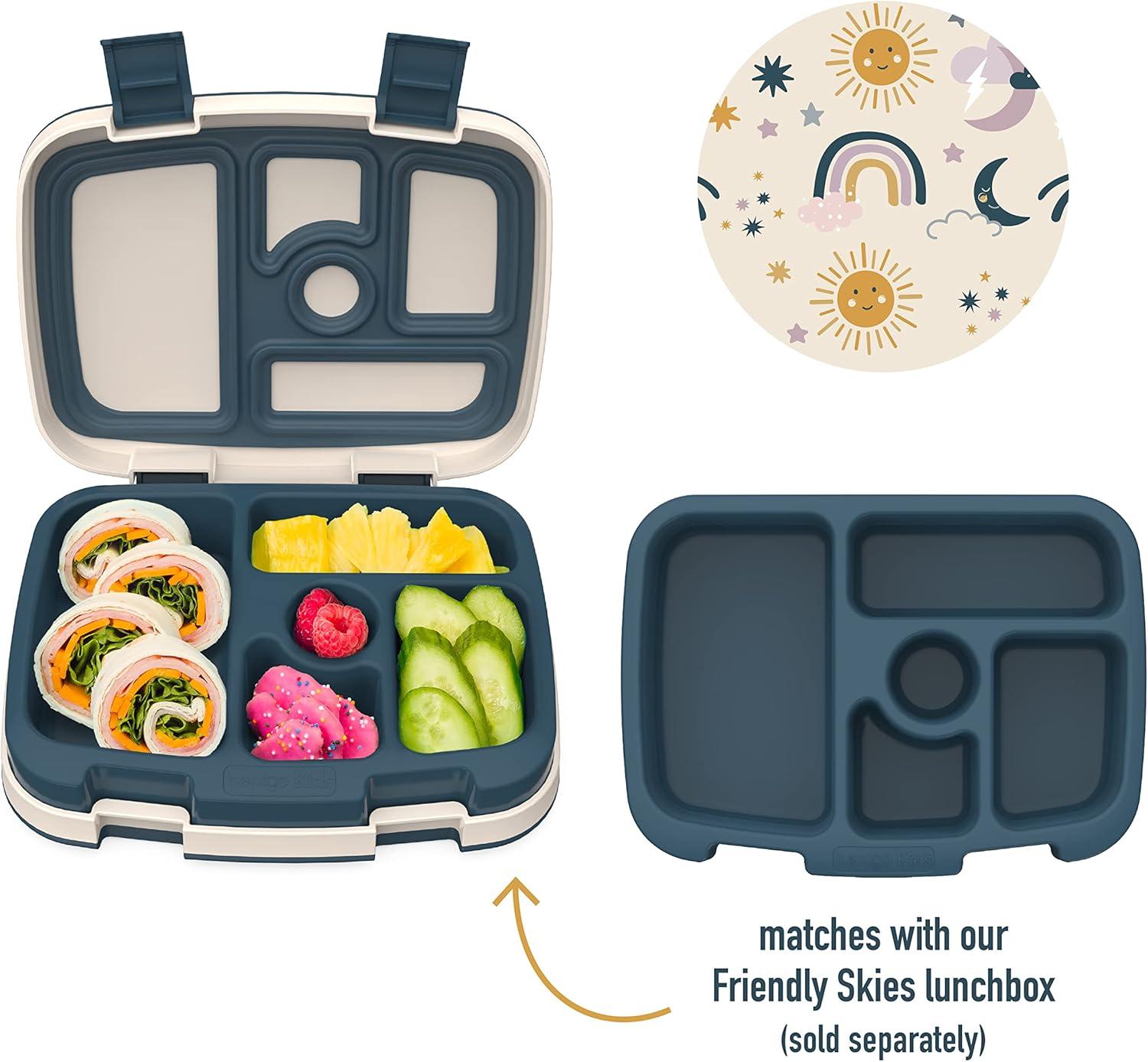 imageBentgo Kids Prints Tray with Transparent Cover  Reusable BPAFree 5Compartment Meal Prep Container with BuiltIn Portion Control for Healthy Meals At Home ampamp On the Go SafariFriendly Skies