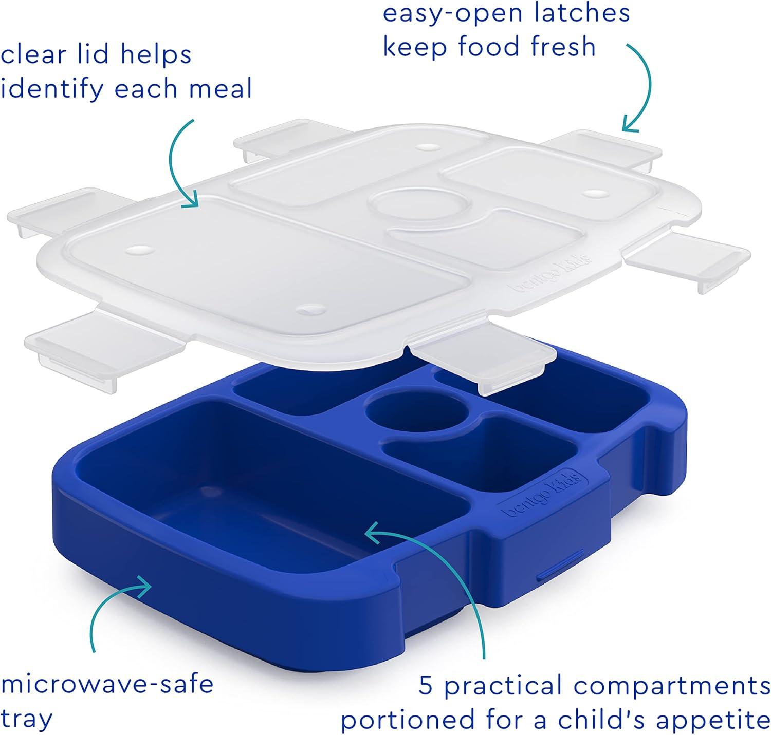 imageBentgo Kids Prints Tray with Transparent Cover  Reusable BPAFree 5Compartment Meal Prep Container with BuiltIn Portion Control for Healthy Meals At Home ampamp On the Go SafariShark