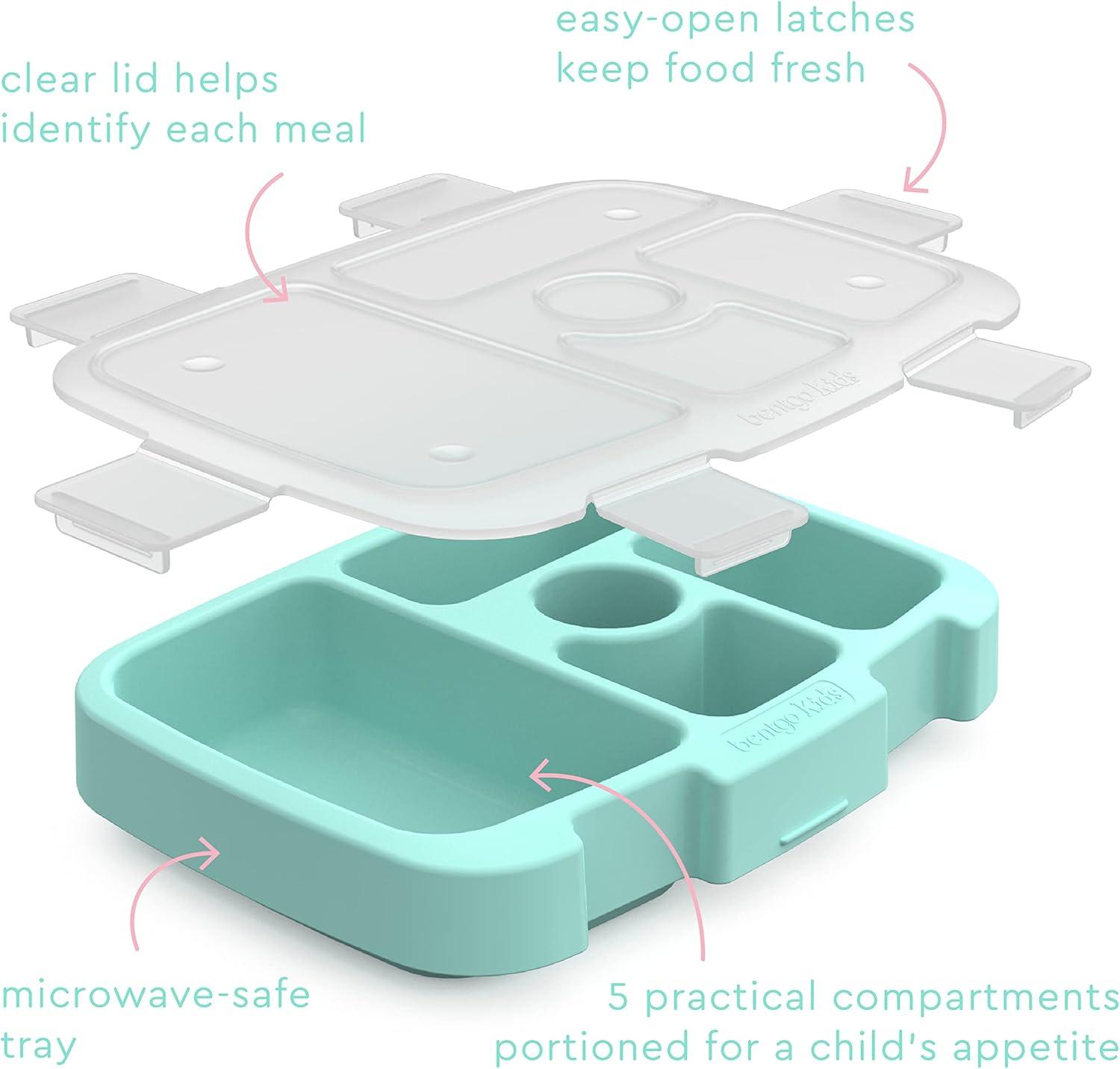 imageBentgo Kids Prints Tray with Transparent Cover  Reusable BPAFree 5Compartment Meal Prep Container with BuiltIn Portion Control for Healthy Meals At Home ampamp On the Go SafariLeopard