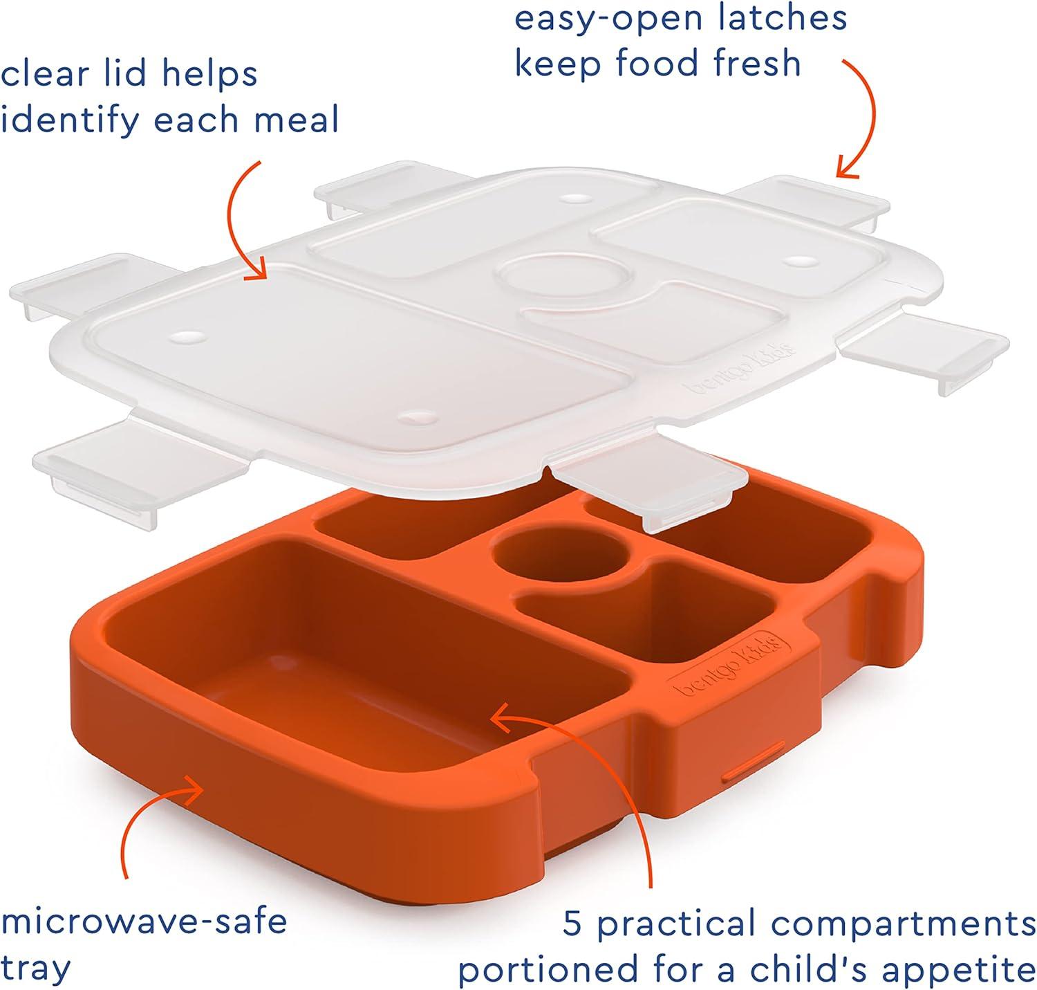 imageBentgo Kids Prints Tray with Transparent Cover  Reusable BPAFree 5Compartment Meal Prep Container with BuiltIn Portion Control for Healthy Meals At Home ampamp On the Go SafariSports
