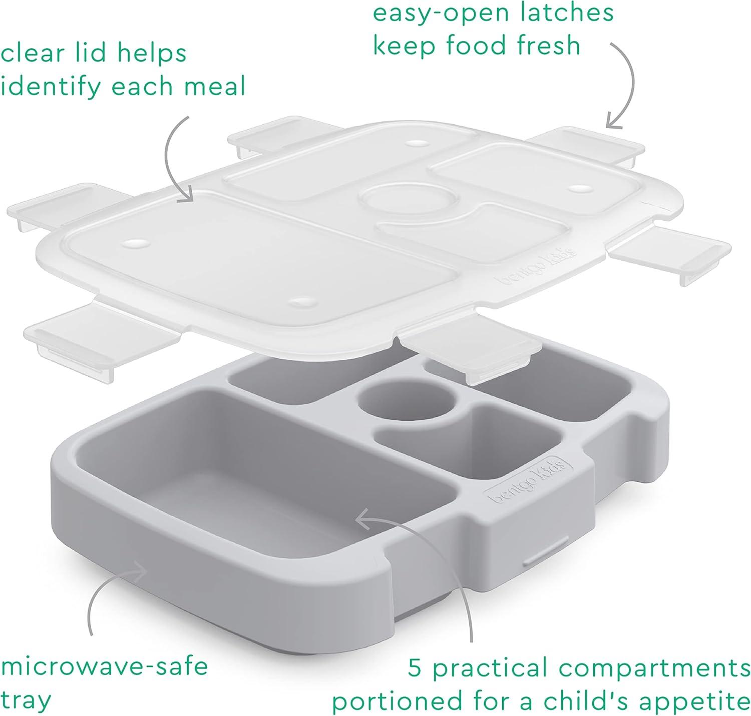 imageBentgo Kids Prints Tray with Transparent Cover  Reusable BPAFree 5Compartment Meal Prep Container with BuiltIn Portion Control for Healthy Meals At Home ampamp On the Go SafariBug Buddies