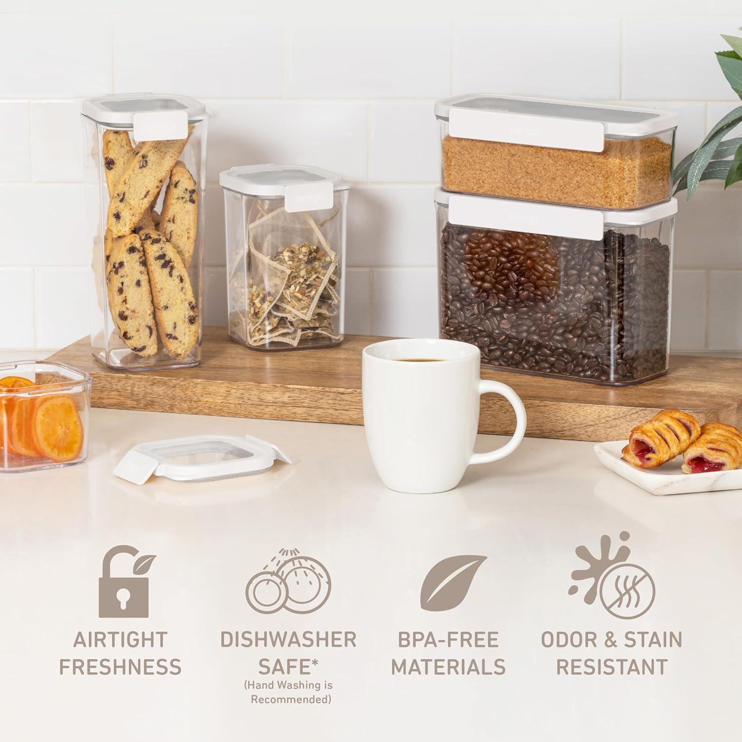 imageBentgo Pantry  10Piece Airtight Food Storage Containers Clear Stackable Kitchen ampamp Pantry Organization Locking Lids for Freshness BPAFree Plastic  Ideal for Sugar Flour ampamp More White StoneSnow