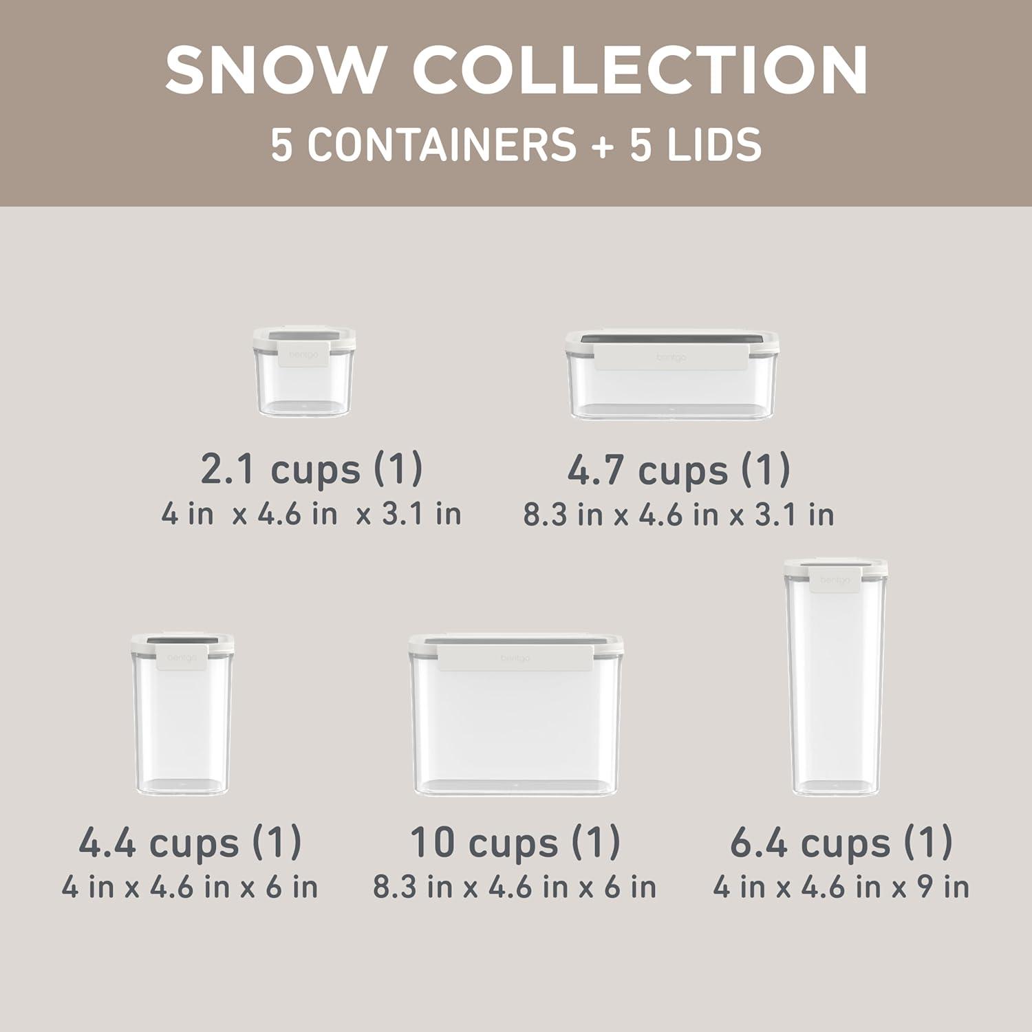 imageBentgo Pantry  10Piece Airtight Food Storage Containers Clear Stackable Kitchen ampamp Pantry Organization Locking Lids for Freshness BPAFree Plastic  Ideal for Sugar Flour ampamp More White StoneSnow