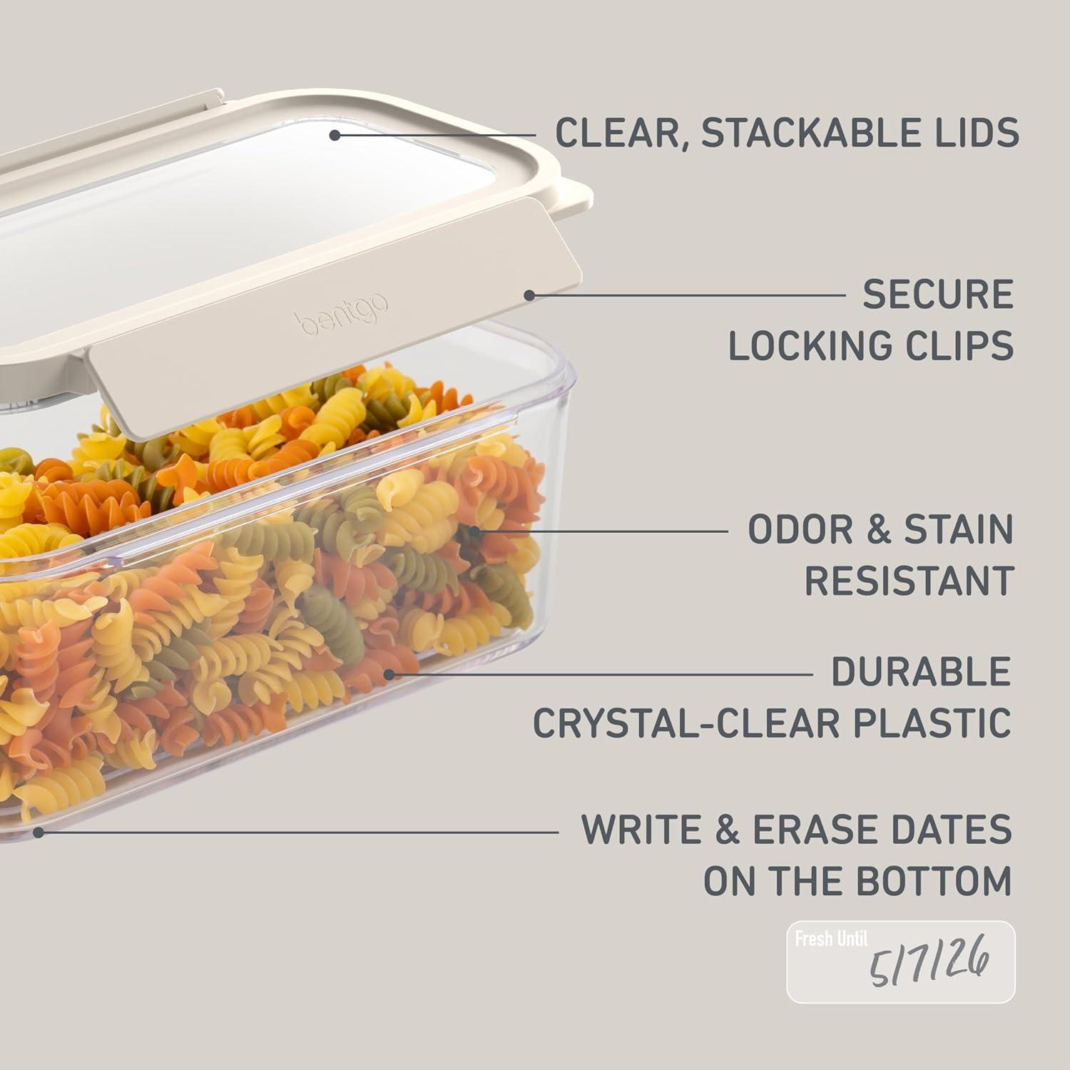 imageBentgo Pantry  22Piece Airtight Food Storage Containers Clear and Stackable Kitchen and Pantry Organization Set Locking Lids for Freshness Bonus Cereal Lid ampamp Scoop BPAFree Plastic White StoneWhite Stone