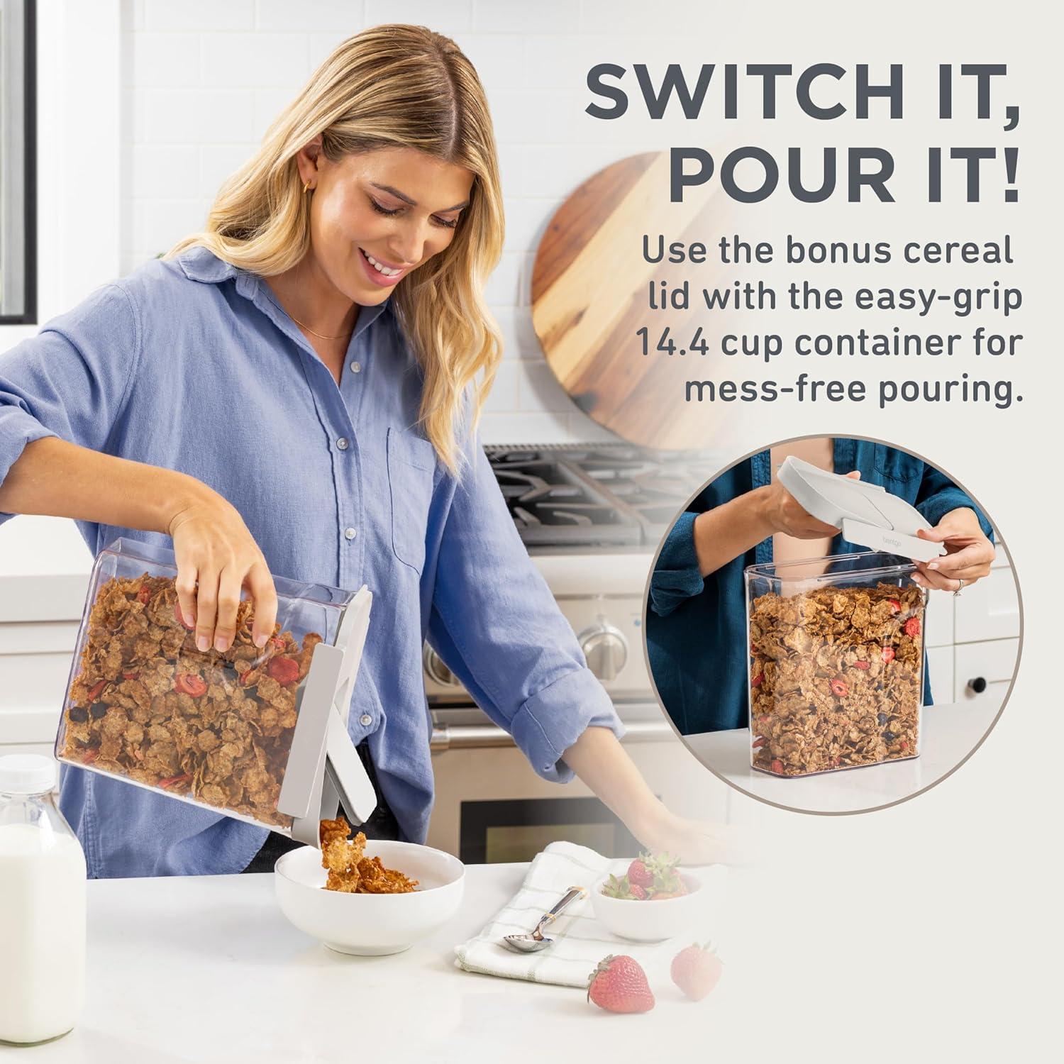 imageBentgo Pantry  22Piece Airtight Food Storage Containers Clear and Stackable Kitchen and Pantry Organization Set Locking Lids for Freshness Bonus Cereal Lid ampamp Scoop BPAFree Plastic White StoneWhite Stone