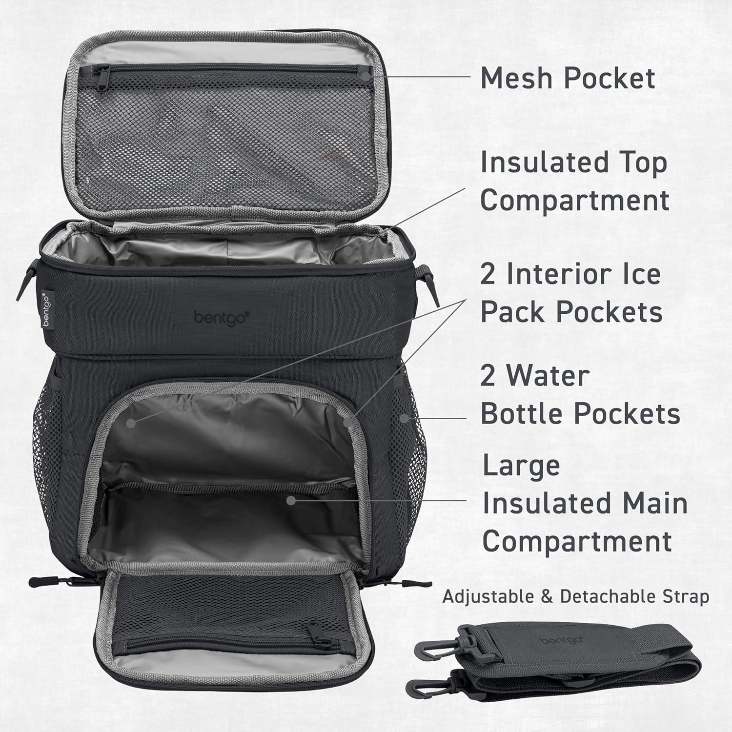 imageBentgo Prep Deluxe Insulated Multimeal Bag  Lunch Box Bag Holds 5 Meals Premium Insulation up to 8 Hrs Durable WaterResistant  Large Capacity For Adult Meal Prep White MarbleDark Gray