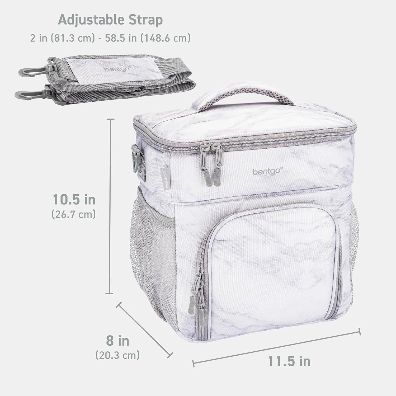 imageBentgo Prep Deluxe Insulated Multimeal Bag  Lunch Box Bag Holds 5 Meals Premium Insulation up to 8 Hrs Durable WaterResistant  Large Capacity For Adult Meal Prep White MarbleWhite Marble