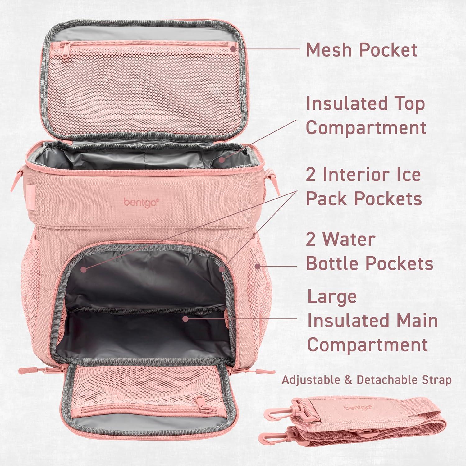 imageBentgo Prep Deluxe Insulated Multimeal Bag  Lunch Box Bag Holds 5 Meals Premium Insulation up to 8 Hrs Durable WaterResistant  Large Capacity For Adult Meal Prep White MarbleBlush