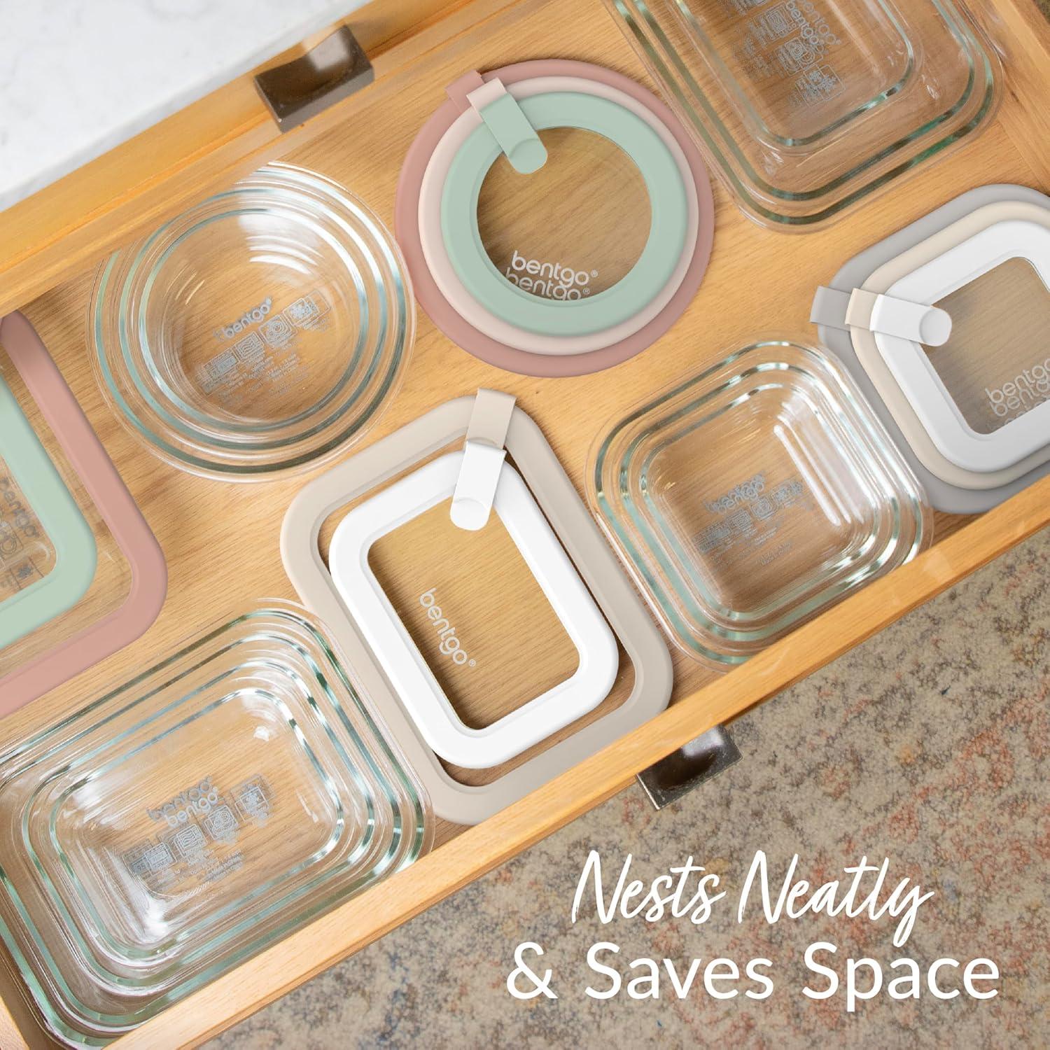 imageBentgo Signature LeakProof Glass Food Storage  10Piece Set 1Compartment PlasticFree Containers with Airtight Glass Lids BPAFree Microwave Freezer Oven ampamp Dishwasher Safe White Stone10Piece Set White Stone