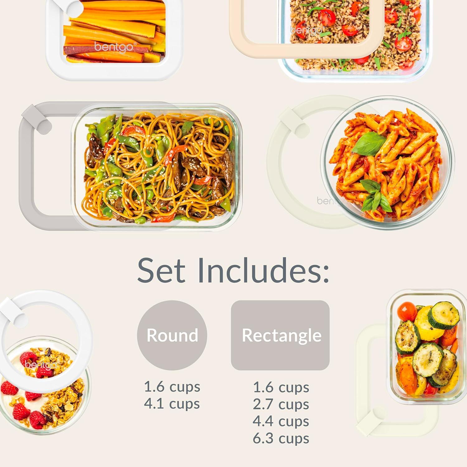 imageBentgo Signature LeakProof Glass Food Storage  12Piece Set 1Compartment PlasticFree Containers with Airtight Glass Lids BPAFree Microwave Freezer Oven ampamp Dishwasher Safe White StoneWhite Stone