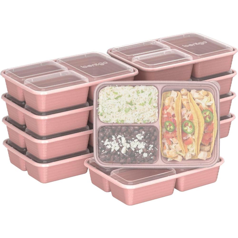 imageBentgo 20Piece Lightweight Durable Reusable BPAFree 3Compartment Containers  Microwave Freezer Dishwasher Safe  SilverRosette Glitter