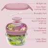 imageBentgo Glass AllinOne Salad Container  Large 61oz Salad Bowl with Lid 4Compartment BentoStyle Tray 3oz Sauce Container and Reusable Fork  Dishwasher Microwave and Oven Safe LavenderRose