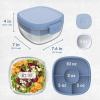 imageBentgo Glass AllinOne Salad Container  Large 61oz Salad Bowl with Lid 4Compartment BentoStyle Tray 3oz Sauce Container and Reusable Fork  Dishwasher Microwave and Oven Safe LavenderLight Blue
