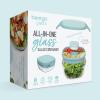 imageBentgo Glass AllinOne Salad Container  Large 61oz Salad Bowl with Lid 4Compartment BentoStyle Tray 3oz Sauce Container and Reusable Fork  Dishwasher Microwave and Oven Safe LavenderCoastal Seaglass