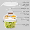 imageBentgo Glass AllinOne Salad Container  Large 61oz Salad Bowl with Lid 4Compartment BentoStyle Tray 3oz Sauce Container and Reusable Fork  Dishwasher Microwave and Oven Safe LavenderWhite