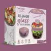 imageBentgo Glass AllinOne Salad Container  Large 61oz Salad Bowl with Lid 4Compartment BentoStyle Tray 3oz Sauce Container and Reusable Fork  Dishwasher Microwave and Oven Safe LavenderFloral Maximalist  Bouquet
