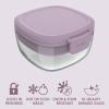 imageBentgo Glass AllinOne Salad Container  Large 61oz Salad Bowl with Lid 4Compartment BentoStyle Tray 3oz Sauce Container and Reusable Fork  Dishwasher Microwave and Oven Safe LavenderLavender